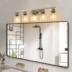 Bayfeve Retro Elegance 31.1-in 5 Light Brushed Nickel Vintage Bathroom Vanity light