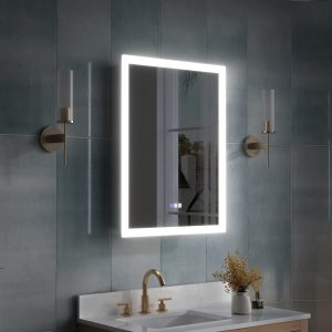 WELLFOR AURORA Medicine Cabinet 24-in x 32-in Lighted LED Fog Free Surface/Recessed Mount Silver Mirrored Rectangle Soft Close Medicine Cabinet