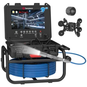 100ft Sewer Inspection Camera with 9" IPS Screen, 23mm HD Waterproof Pipe Camera, 5X Zoom, DVR Recording, Distance Counter, 16GB Card for Plumbing Inspection