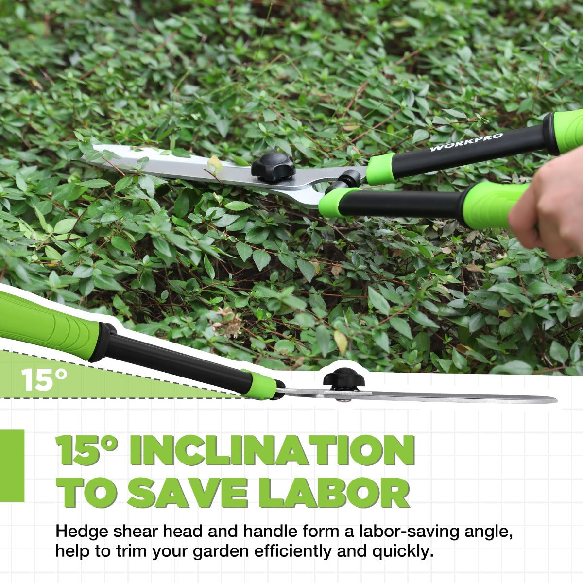 WORKPRO Hedge Shears, 23'' Manual Hedge Trimmers - Image 3