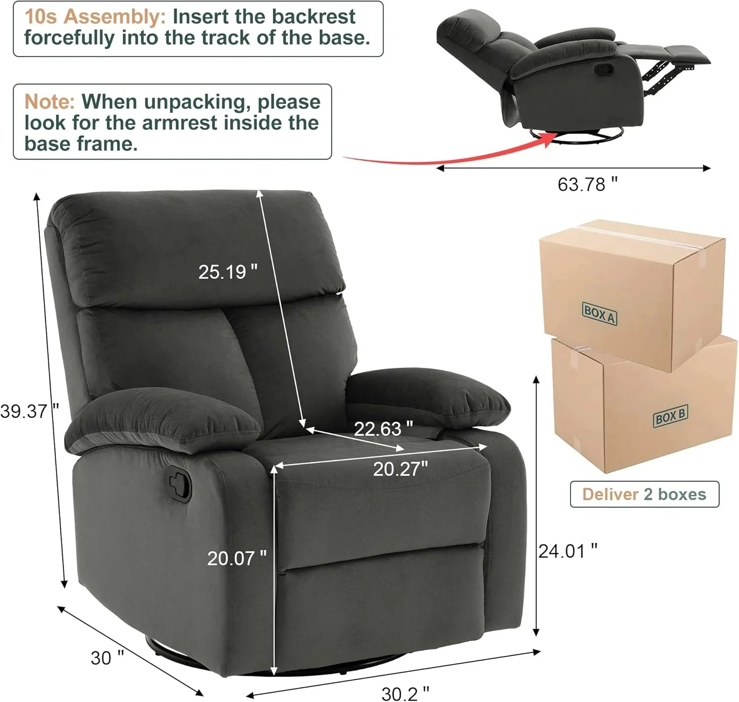Small Swivel Rocker Recliner Chair for Compact Spaces - Image 6