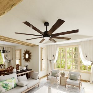 FUFU&GAGA 62.2-in Blak Ceiling Fan With Light and Remote Control Included