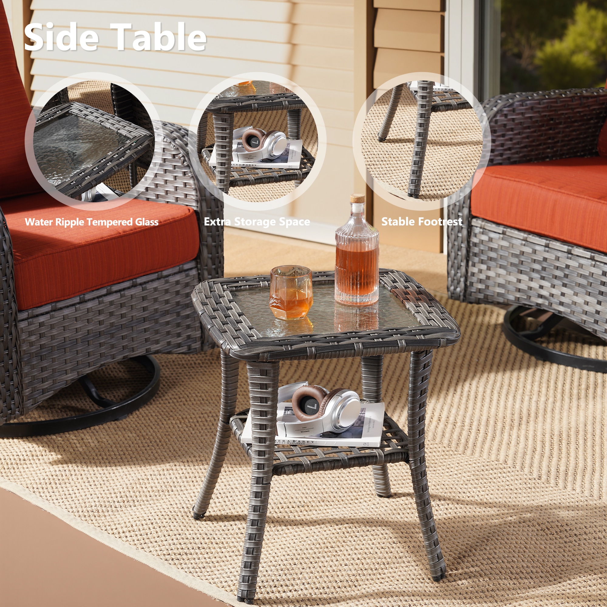 ALTRIGUS ALGRSGNC 9 -Piece Wicker Orange Patio Conversation Set - Image 7