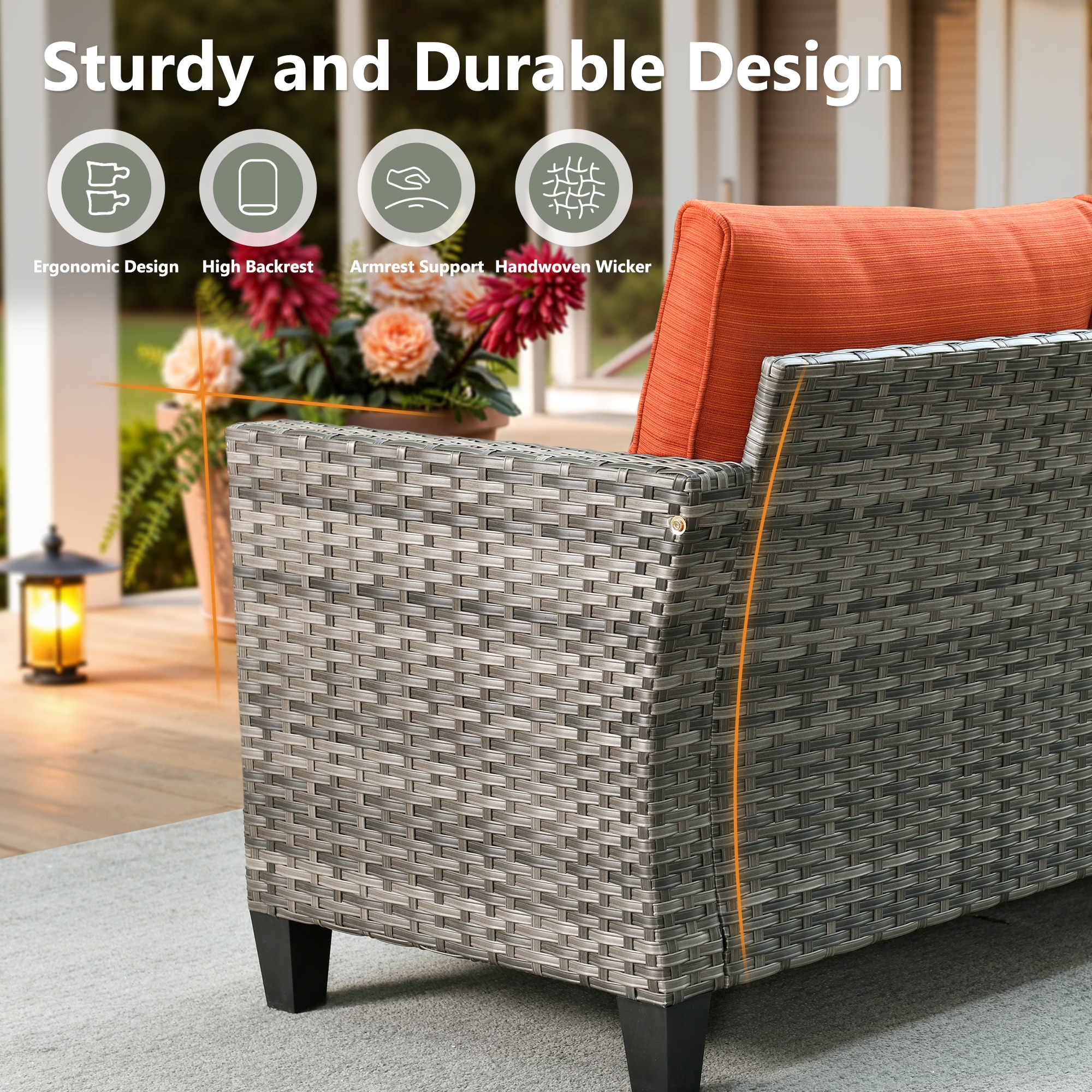 ALTRIGUS ALGRSGNC 9 -Piece Wicker Orange Patio Conversation Set - Image 10