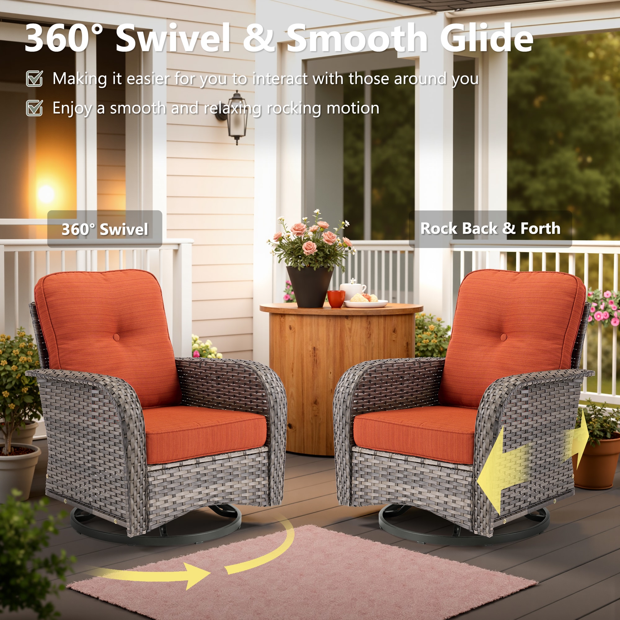 ALTRIGUS ALGRSGNC 9 -Piece Wicker Orange Patio Conversation Set - Image 5