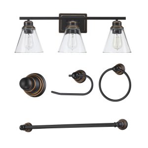 WELLFOR TC Vanity Light 26-in 3 Light Oil-rubbed Bronze Modern/contemporary Bathroom Vanity light