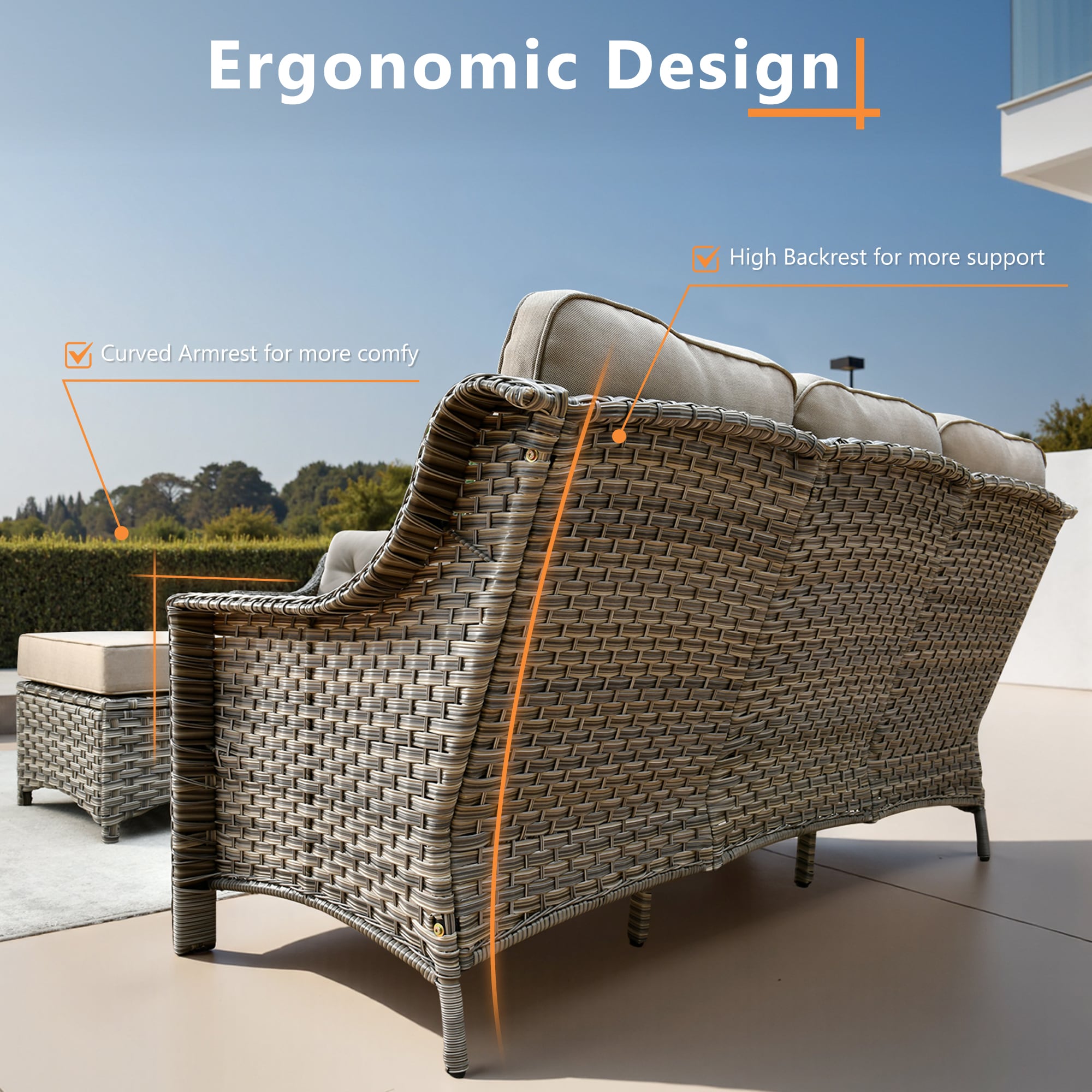 ALTRIGUS AL7PAD 7 -Piece Wicker Beige Patio Conversation Set - Image 5