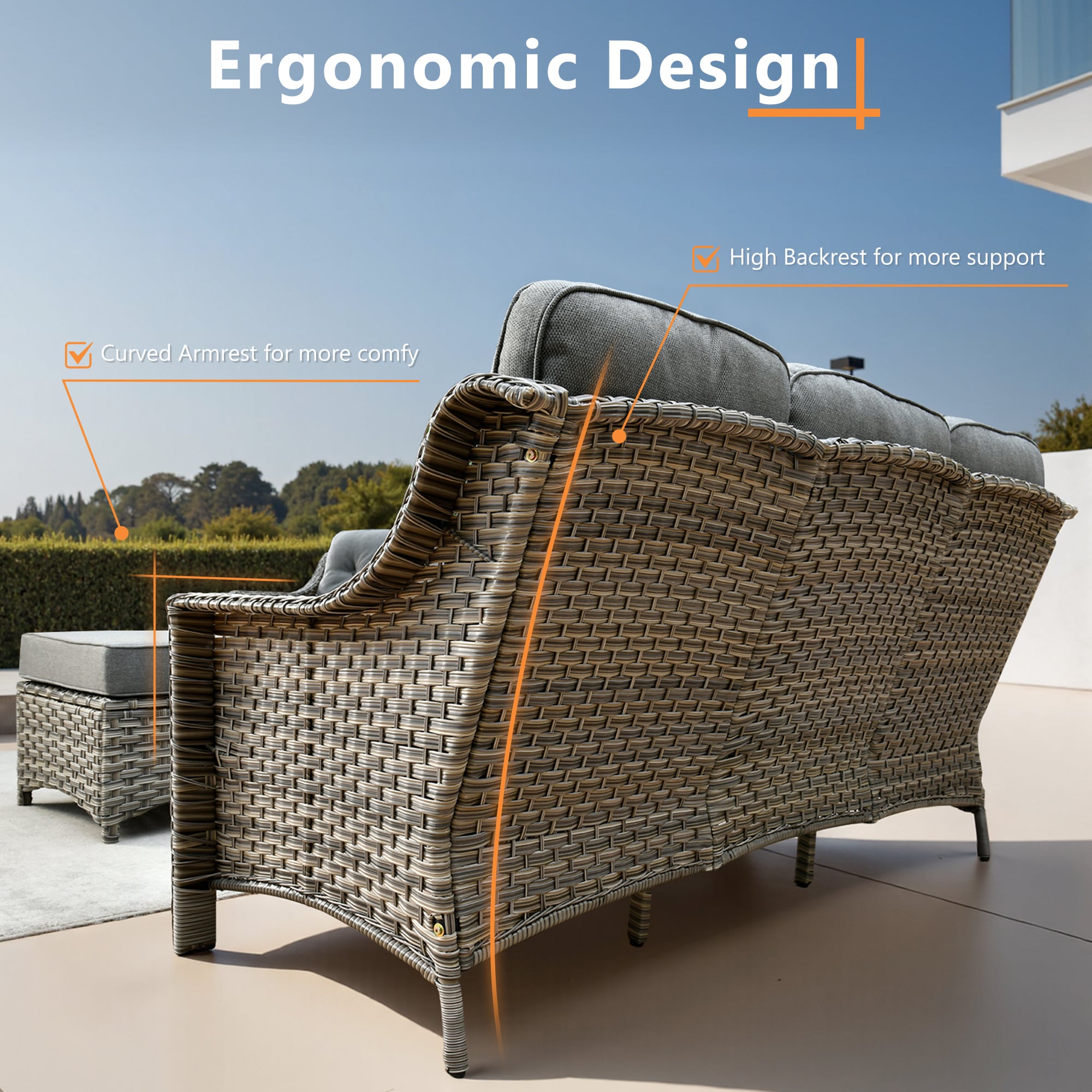 ALTRIGUS AL7PAD 7 -Piece Wicker Dark gray Patio Conversation Set - Image 5