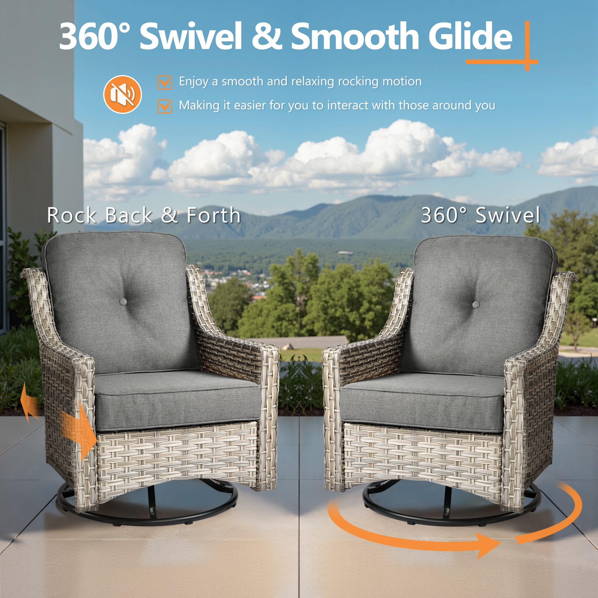 ALTRIGUS AL7PAD 7 -Piece Wicker Dark gray Patio Conversation Set - Image 3