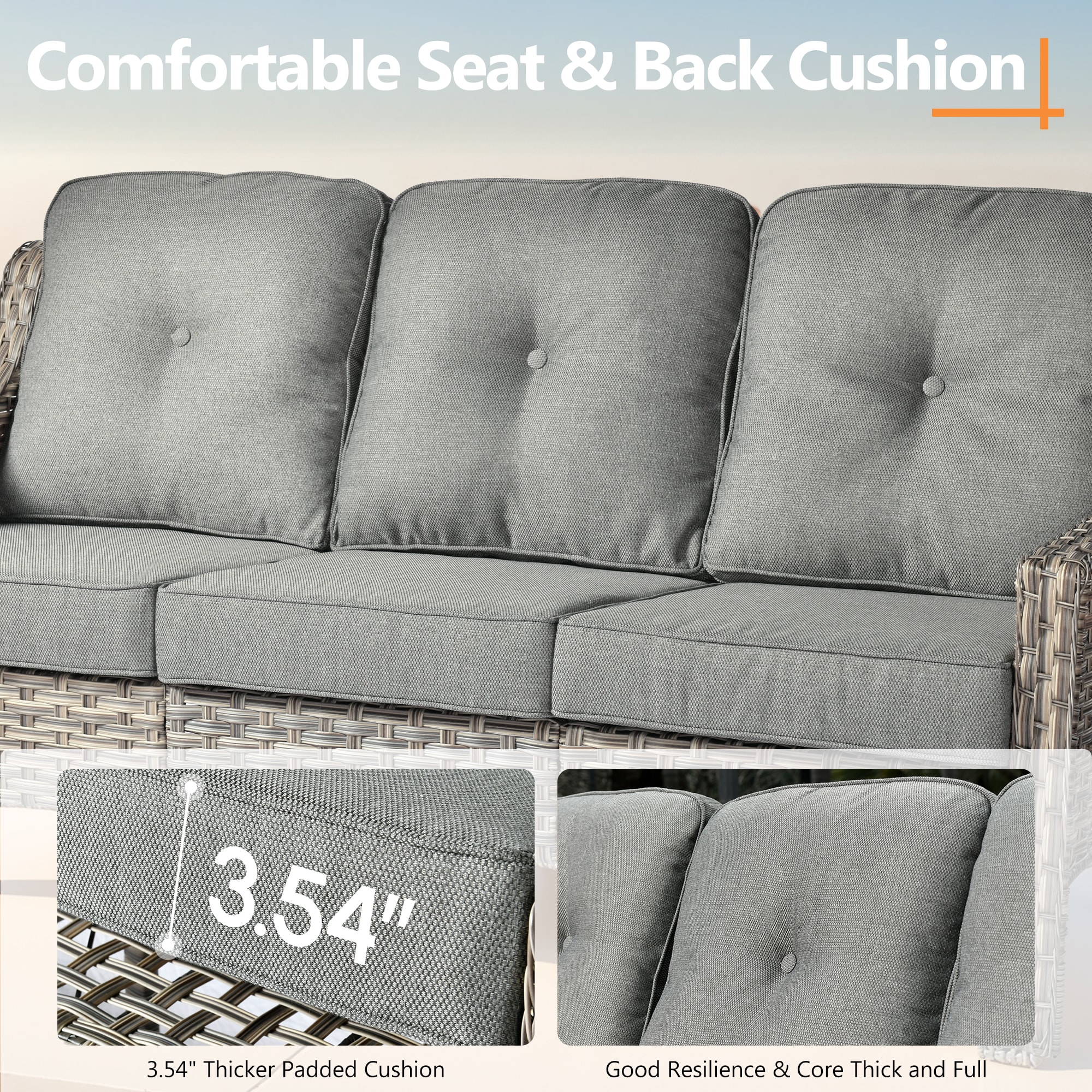 ALTRIGUS AL7PAD 7 -Piece Wicker Dark gray Patio Conversation Set - Image 4