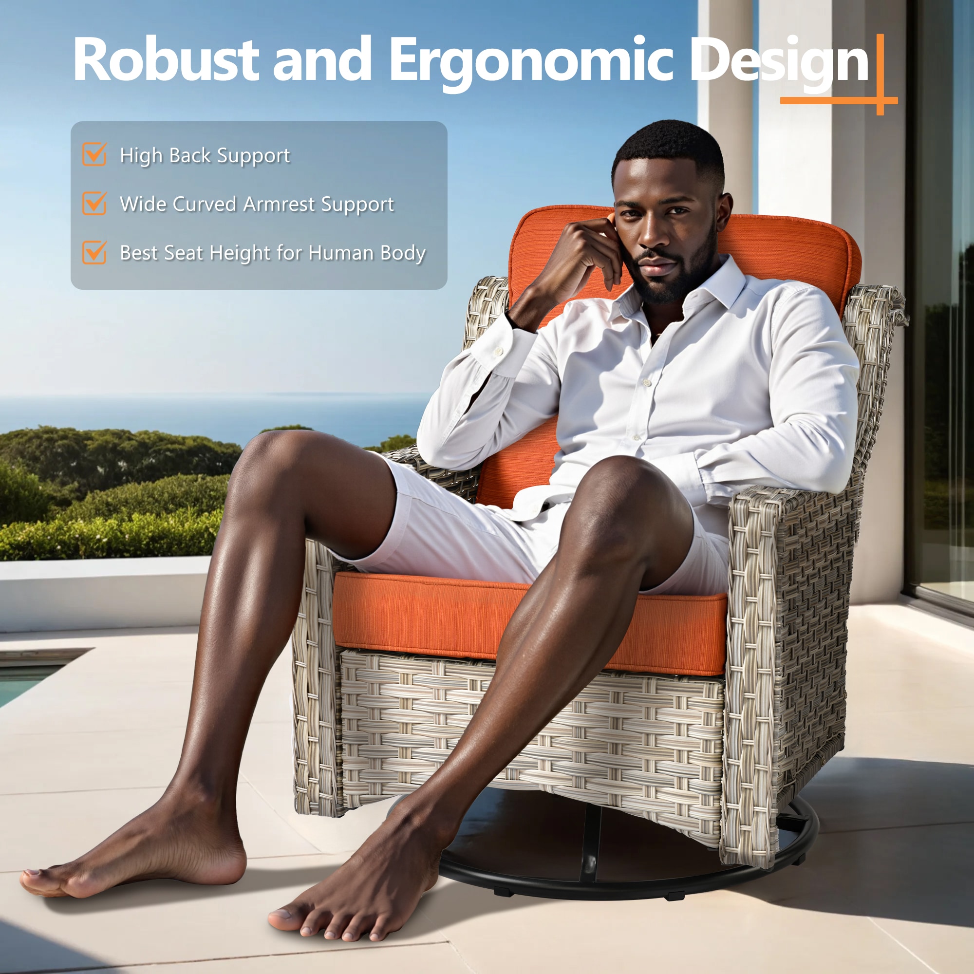 ALTRIGUS AL7PAD 7 -Piece Wicker Orange Patio Conversation Set - Image 2