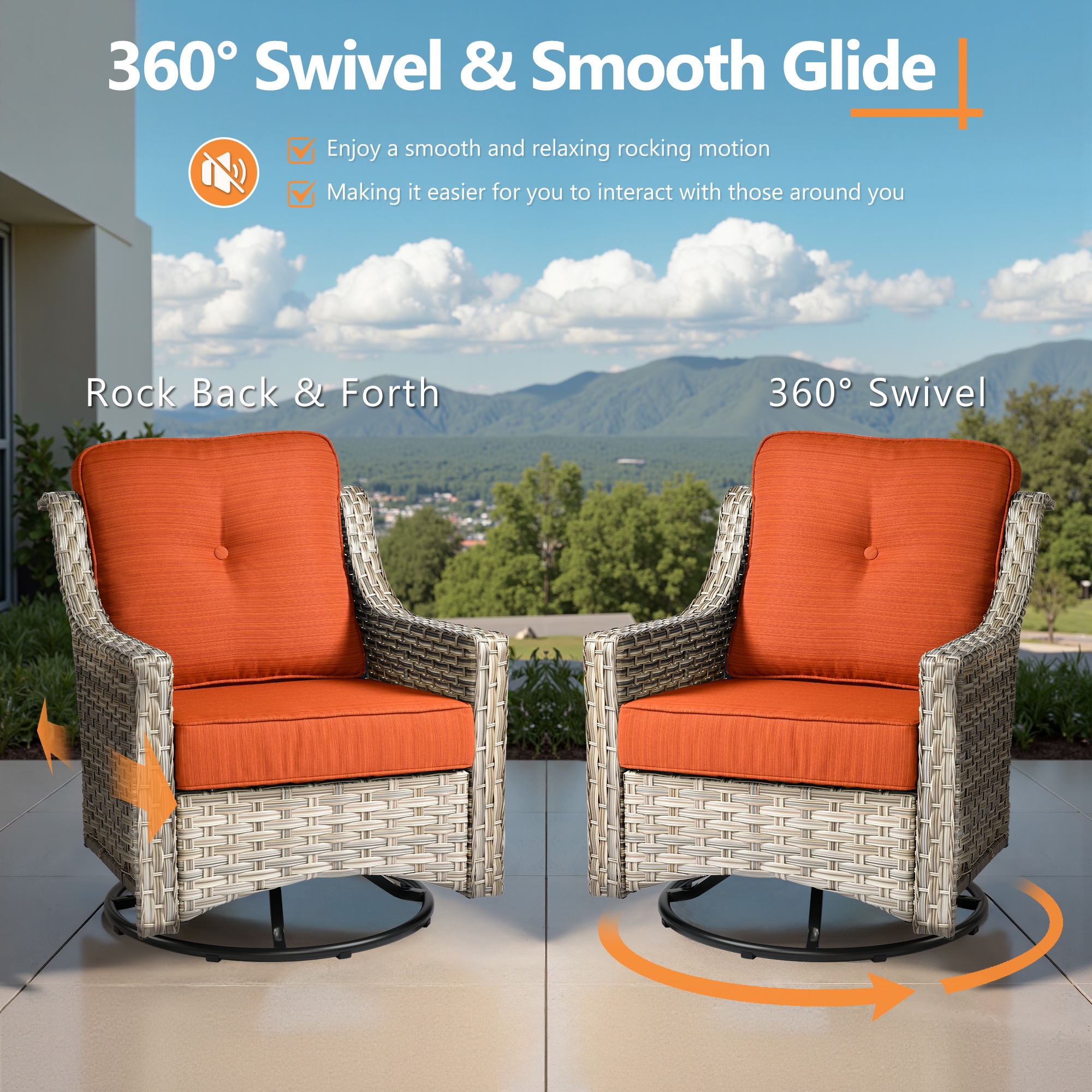 ALTRIGUS AL7PAD 7 -Piece Wicker Orange Patio Conversation Set - Image 3