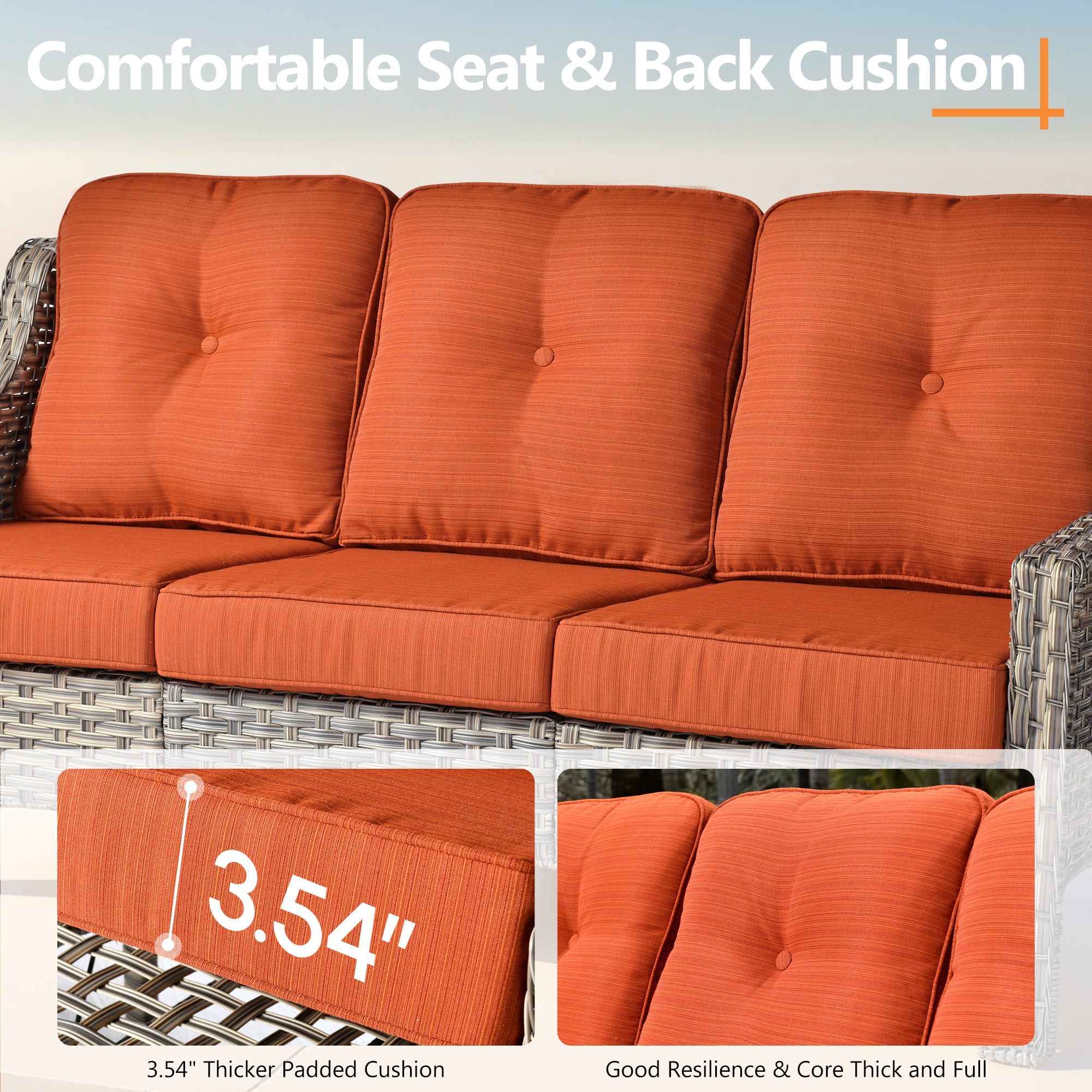 ALTRIGUS AL7PAD 7 -Piece Wicker Orange Patio Conversation Set - Image 4