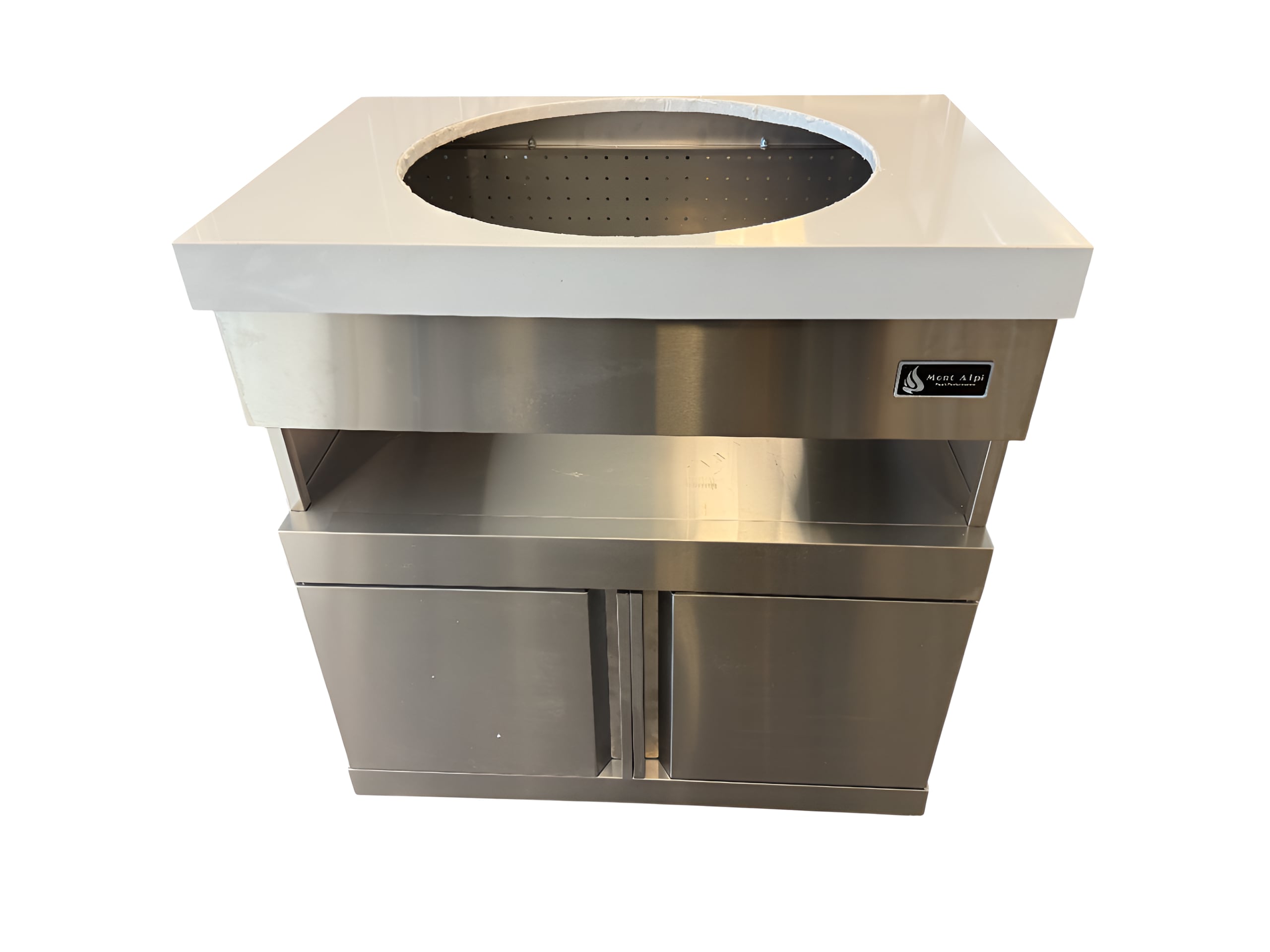 Mont Alpi Kamado Grill Module 32.75-in W Modular Outdoor Kitchen Kamado grill cabinet White / Stainless Steel - Image 2