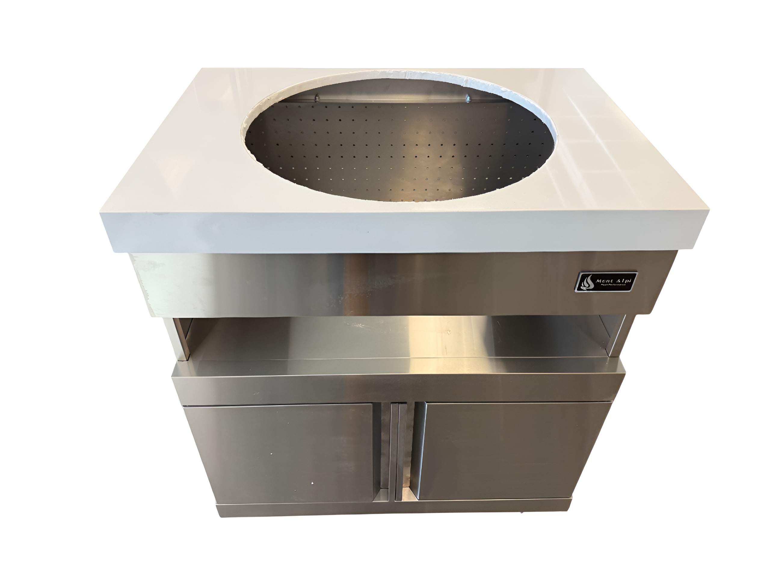 Mont Alpi Kamado Grill Module 32.75-in W Modular Outdoor Kitchen Kamado grill cabinet White / Stainless Steel