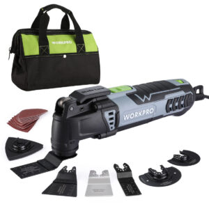 WORKPRO 3.0 Amp Corded Quick-Lock Replaceable Oscillating Saw with 7 Variable Speed 3° Oscillation Angle, 17pcs Saw Accessories, and Carrying Bag