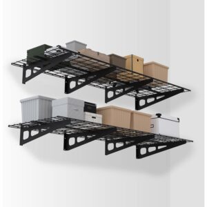 WORKPRO 2-Pack 2x6FT Garage Wall Shelving, 72&rdquo; x 24&rdquo; Heavy Duty Wall Mounted Shelving, 800lbs Load Capacity (Total), Metal Wall Shelves Suitable for Shop, Shed, Garage Storage, Black, 1 Sets