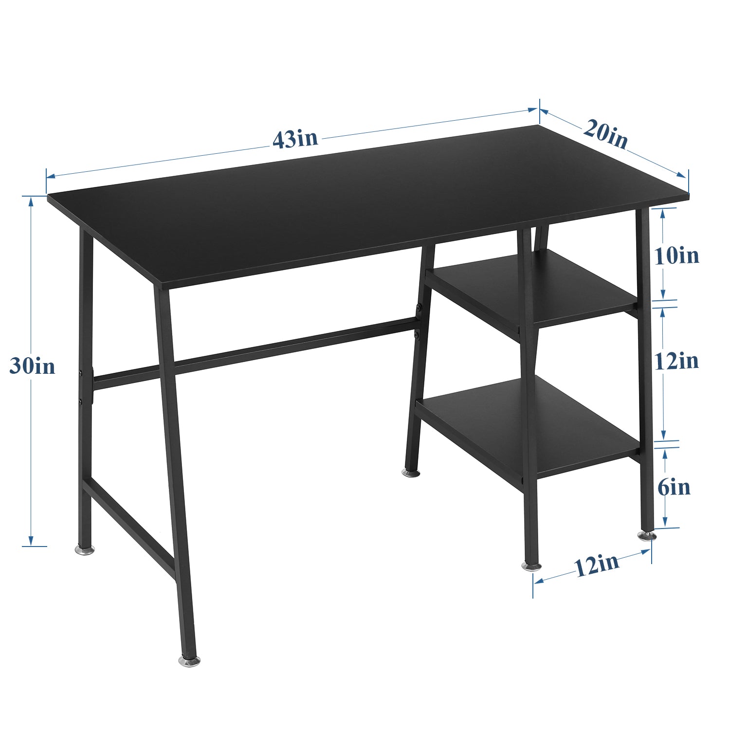 Vecelo 43 Inch Computer Desk with Storage Shelves Home Office Writing Desk Study Table for Small Space - Image 2
