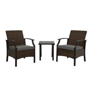 Upland 3 -Piece Wicker Gray Patio Conversation Set