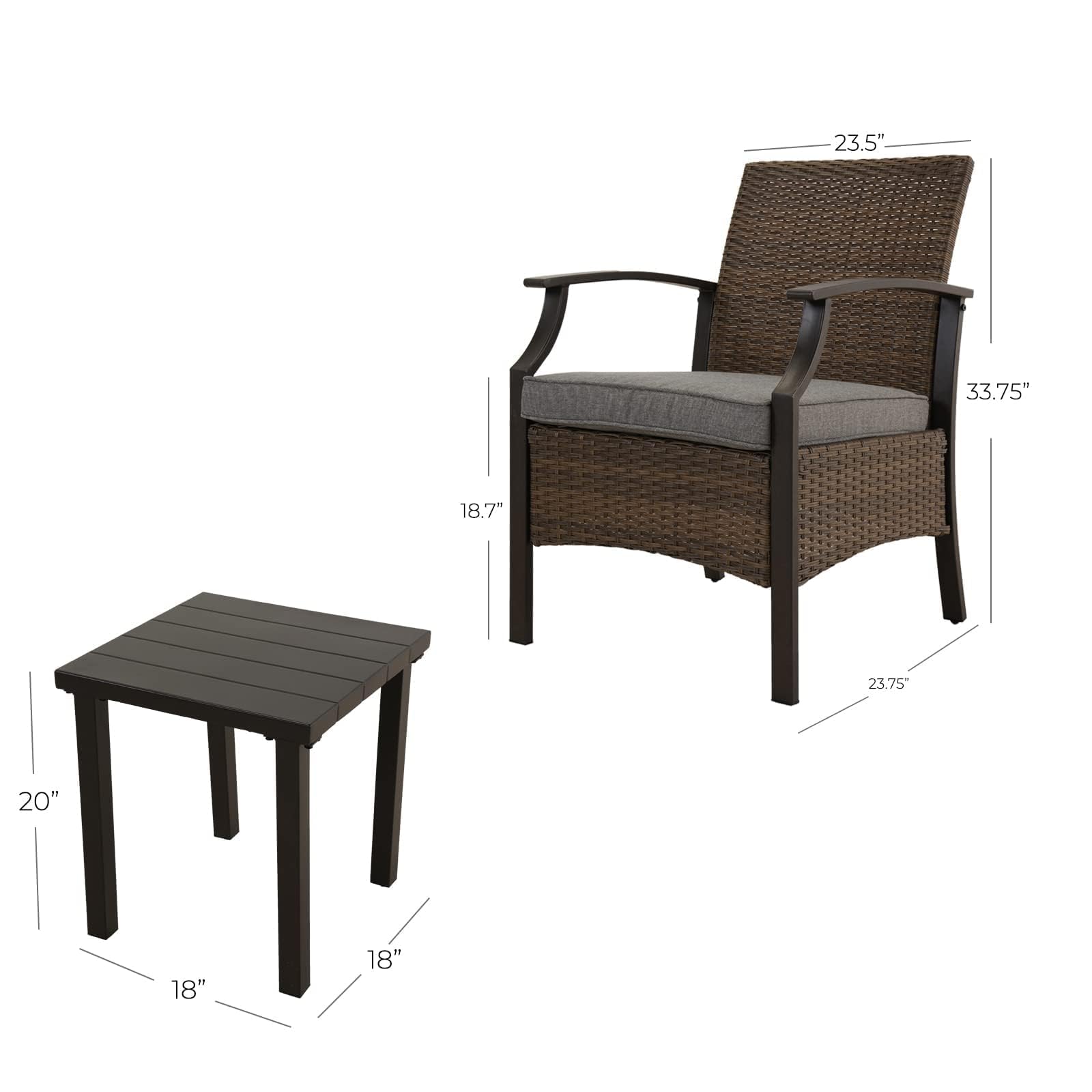 Upland 3 -Piece Wicker Gray Patio Conversation Set - Image 3