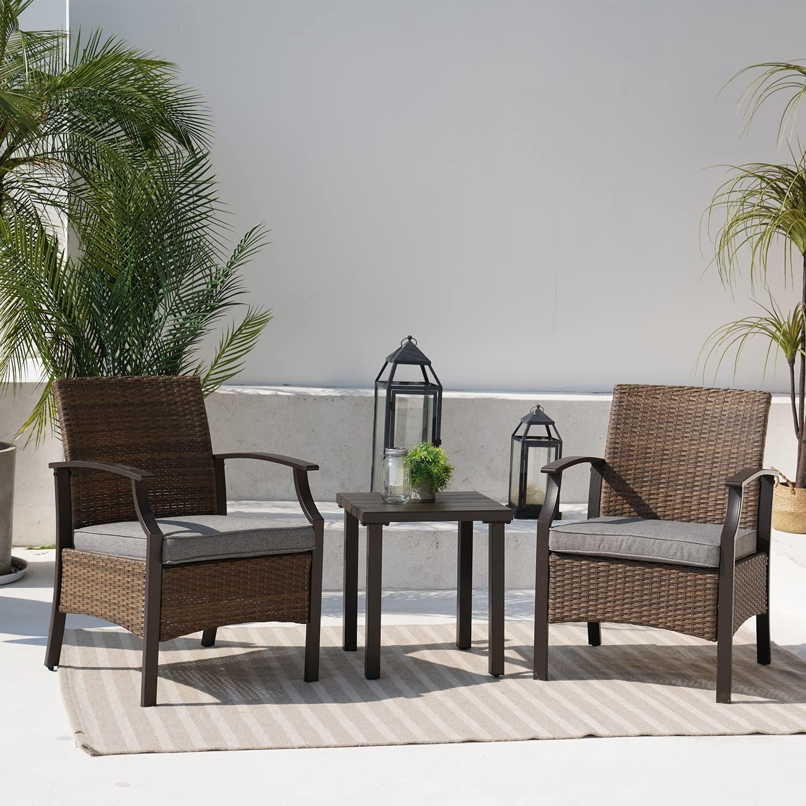 Upland 3 -Piece Wicker Gray Patio Conversation Set - Image 5