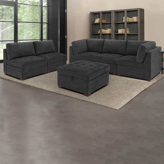 Thomasville Tisdale Fabric Sectional with Storage Ottoman - Image 7