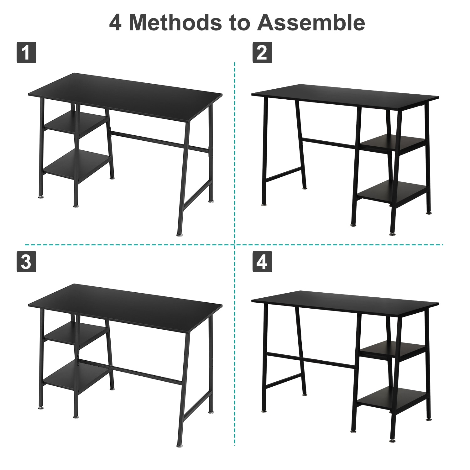 Vecelo 43 Inch Computer Desk with Storage Shelves Home Office Writing Desk Study Table for Small Space - Image 4