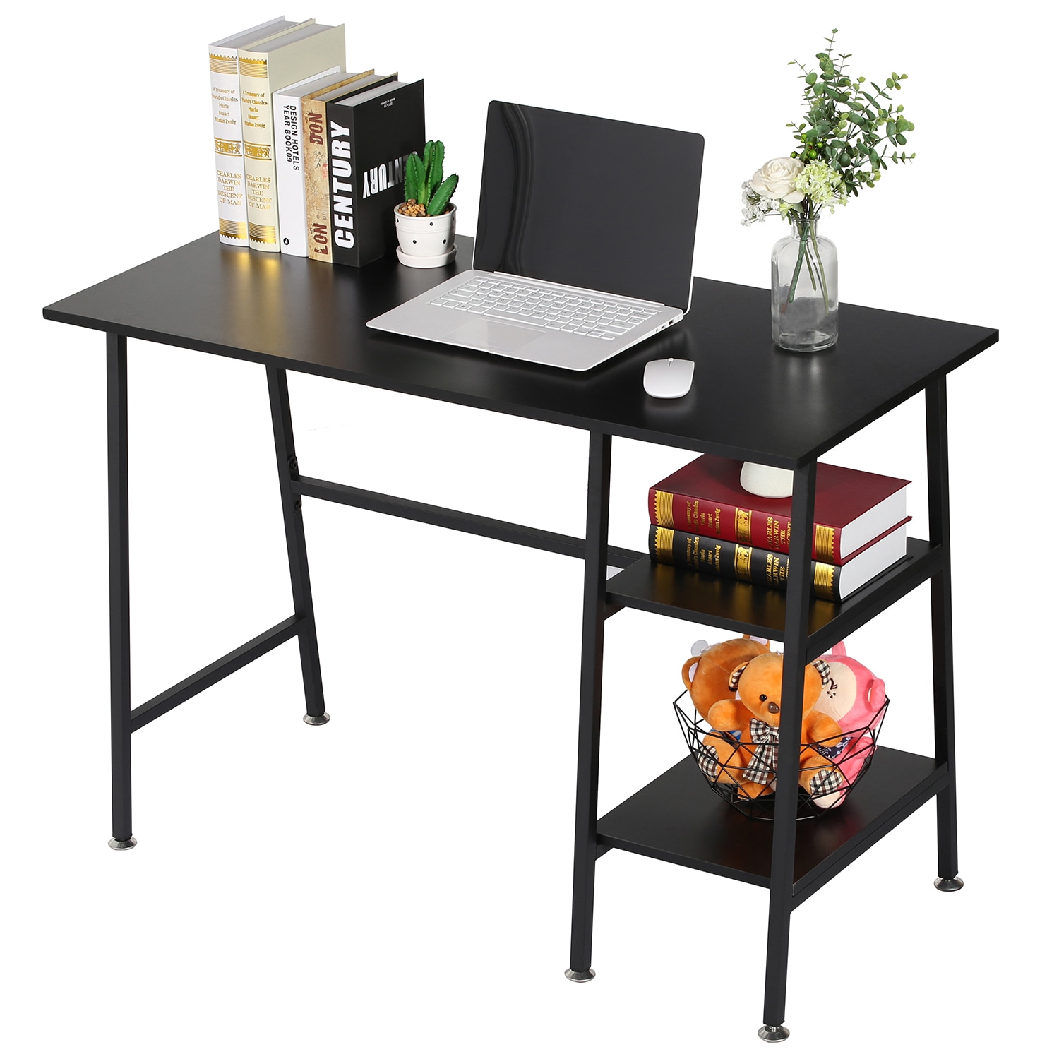 Vecelo 43 Inch Computer Desk with Storage Shelves Home Office Writing Desk Study Table for Small Space - Image 6