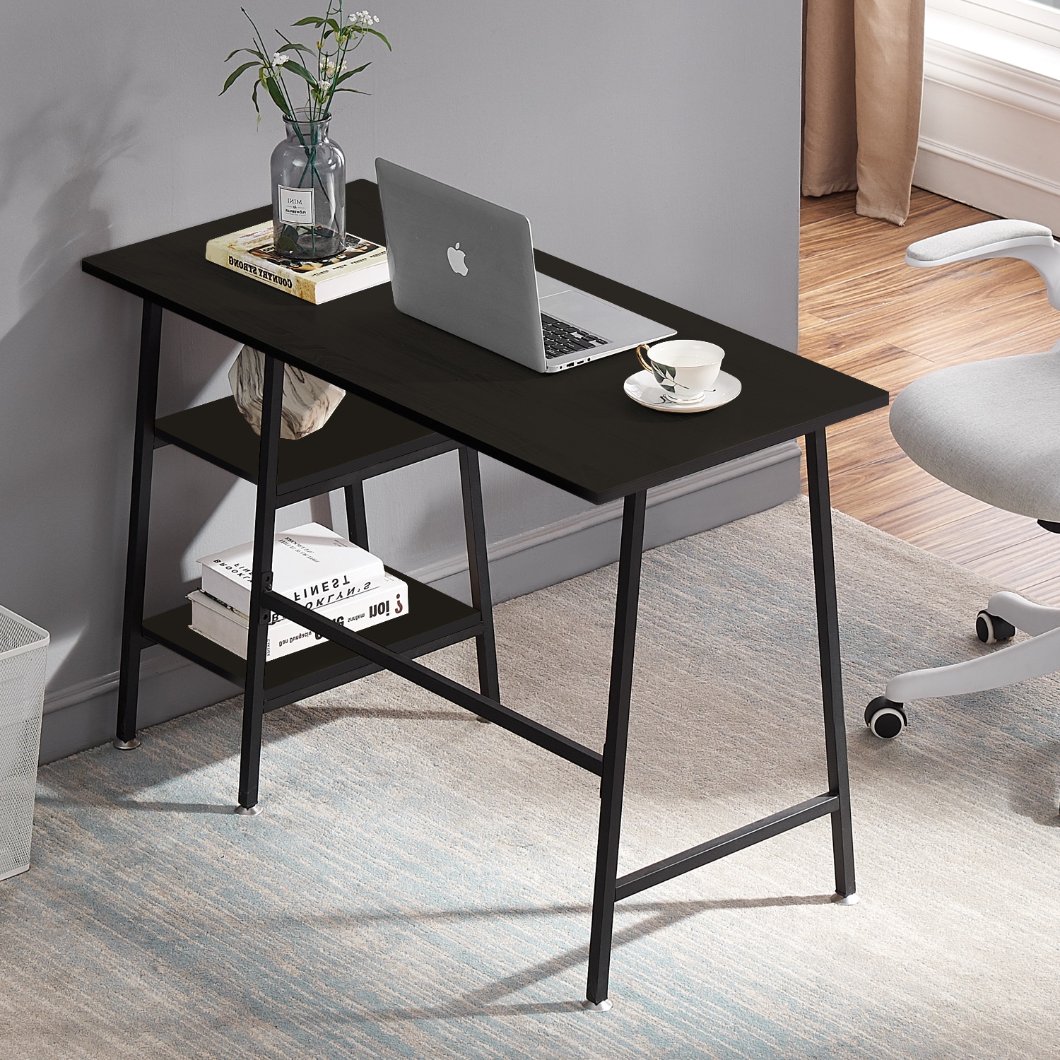 Vecelo 43 Inch Computer Desk with Storage Shelves Home Office Writing Desk Study Table for Small Space - Image 8