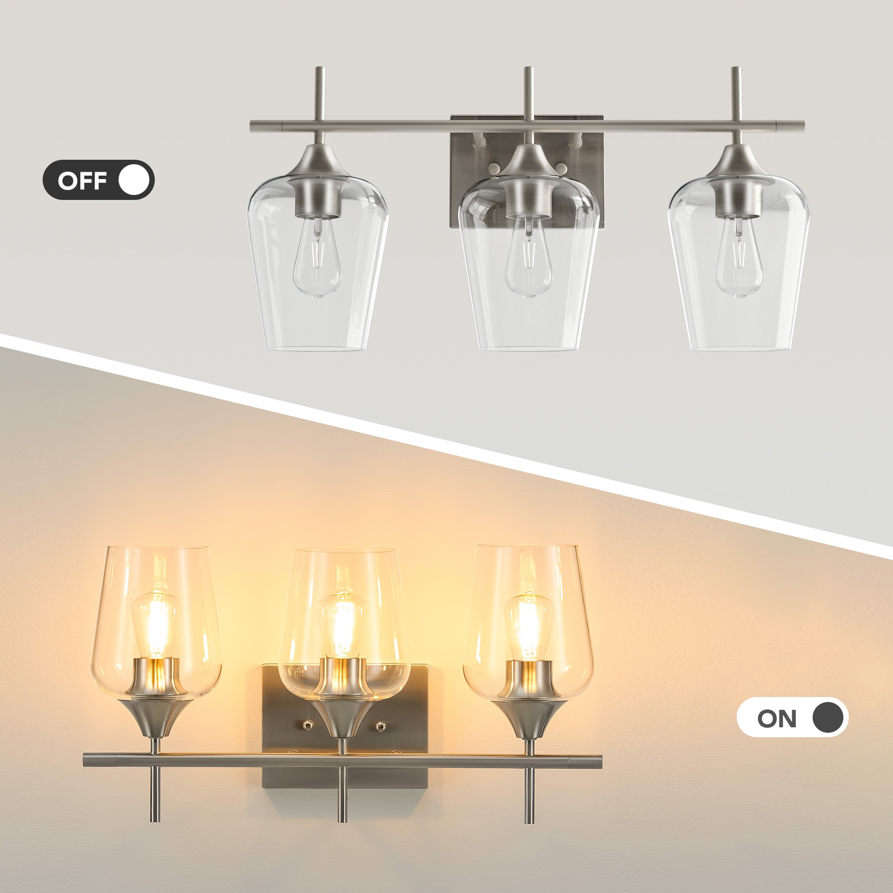 CO-Z 7.2-in 3 Light Brushed Nickel Modern/contemporary Bathroom Vanity light - Image 6