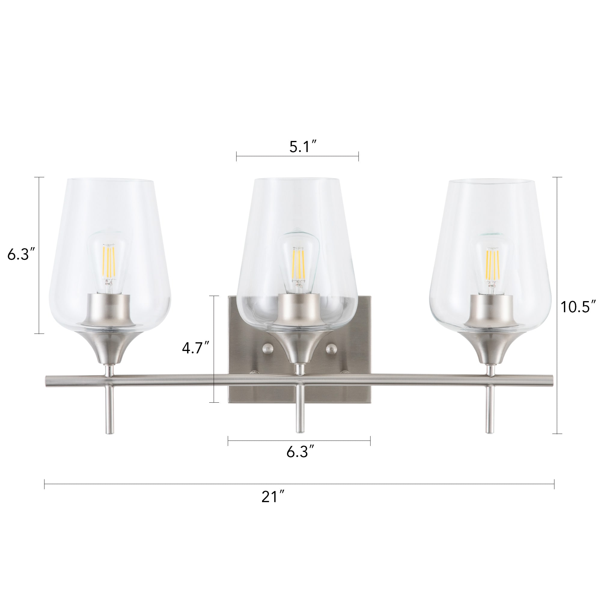 CO-Z 7.2-in 3 Light Brushed Nickel Modern/contemporary Bathroom Vanity light - Image 12