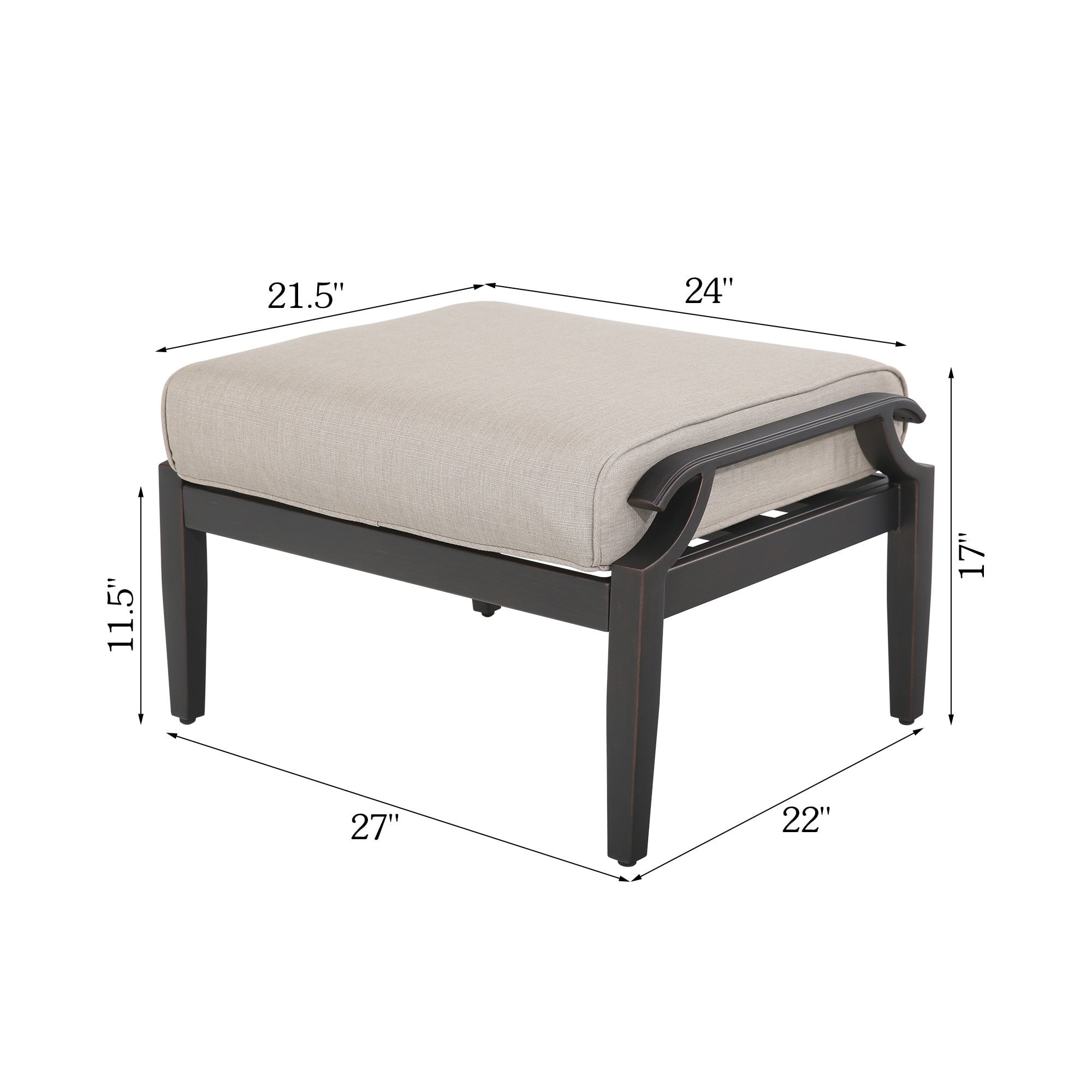 PEAK HOME FURNISHINGS Tamarin black Aluminum Ottoman - Image 3