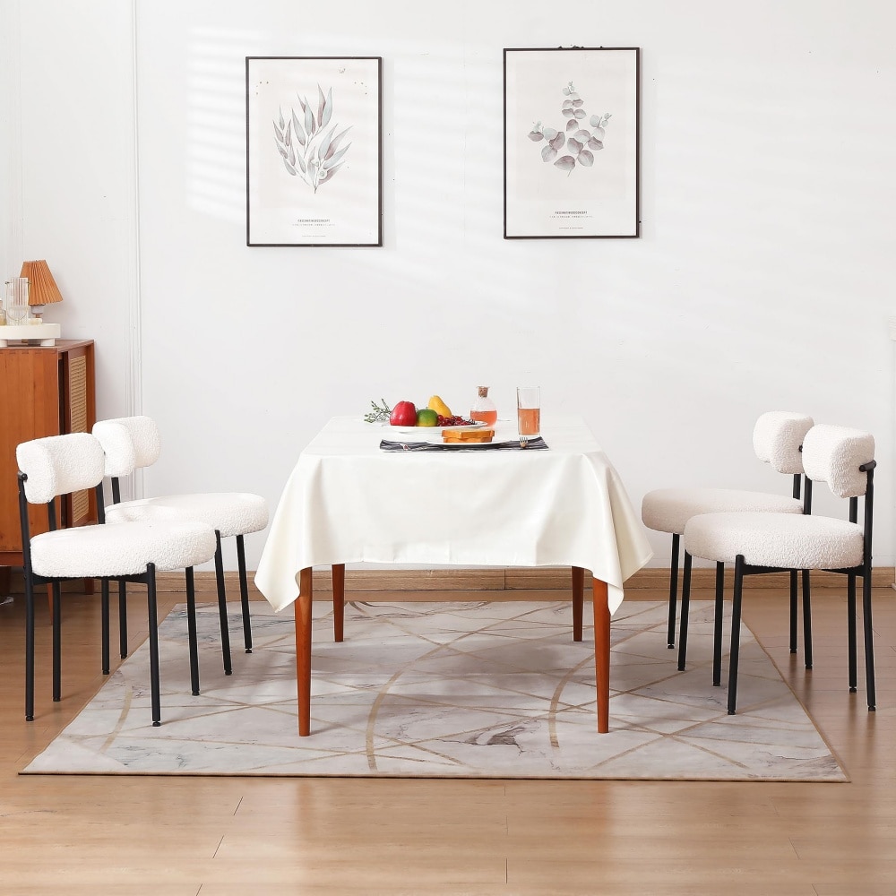 DYHOME Kitchen Chairs Modern Dining Chairs Set of 2 Kitchen Dining Room Chairs Boucle Upholstered Dining Chair White - Image 7