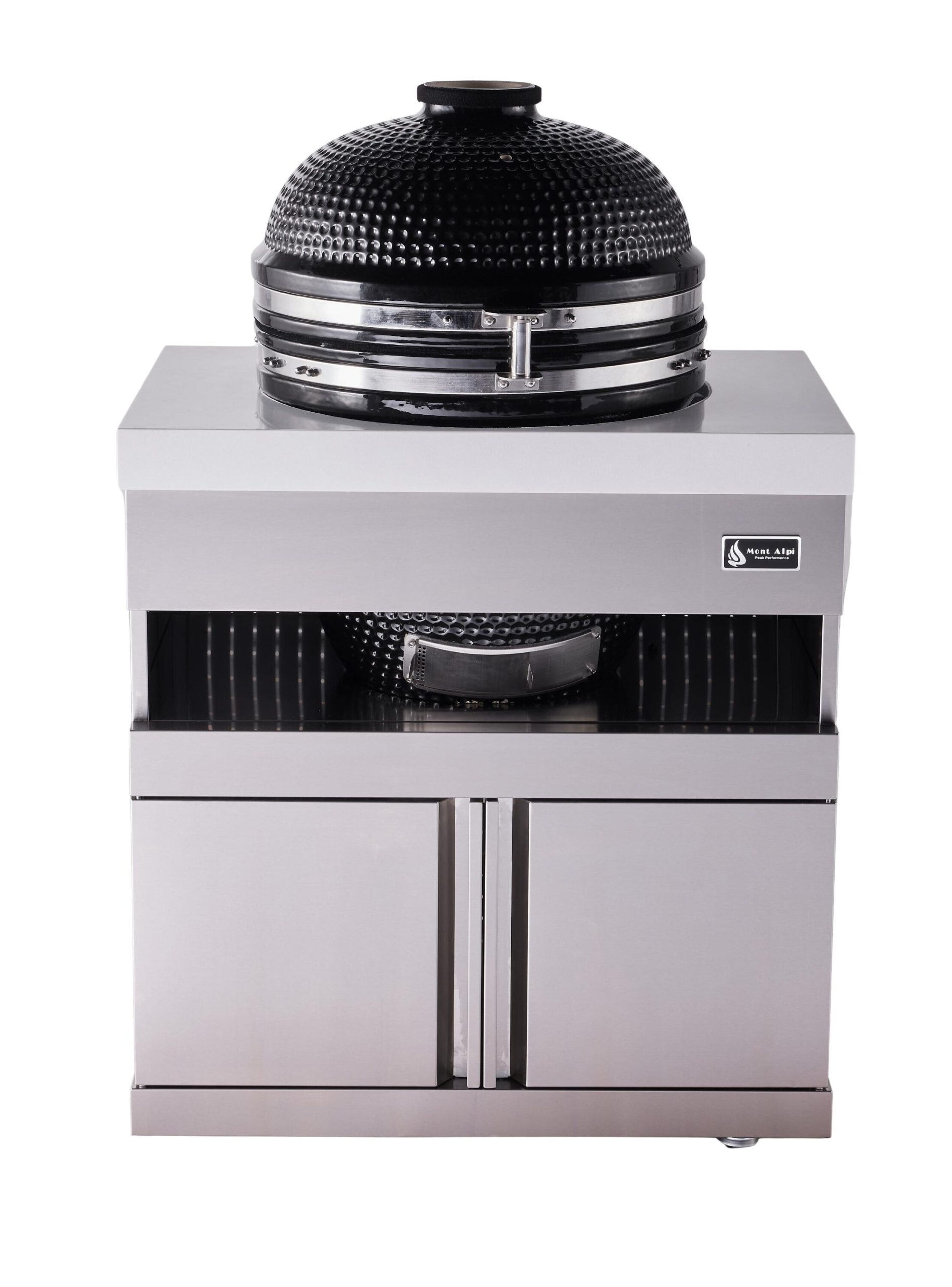 Mont Alpi Kamado Grill Module 32.75-in W Modular Outdoor Kitchen Kamado grill cabinet White / Stainless Steel - Image 6