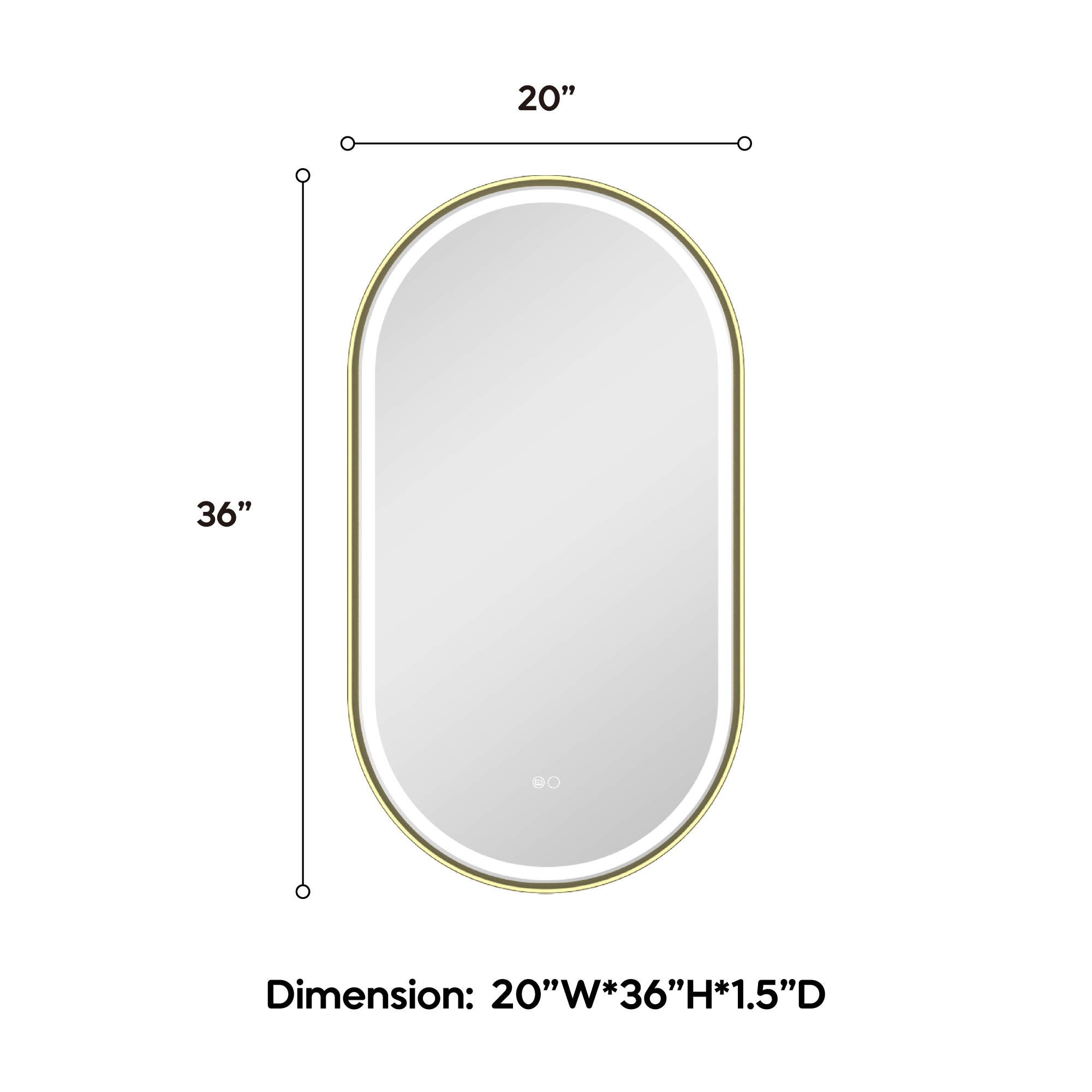 CALVON B16 20-in x 36-in Framed Oval Dimmable LED Lighted Fog Free Bathroom Vanity Mirror ( Gold ) - Image 7
