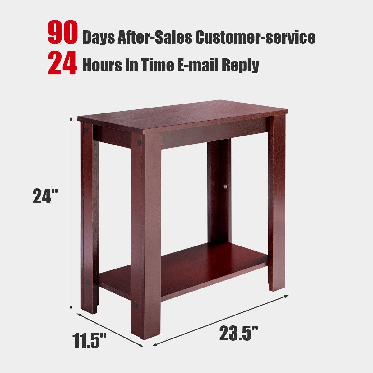 Boyel Living 2 Tier Brown Modern Compact End Table with Storage Shelf - Image 3
