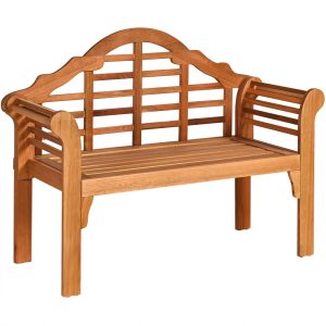 Slickblue 49 Inch W x 38 Inch H- Eucalyptus Wood Outdoor Folding Bench with Backrest and Armrests for Patio Porch Garden Seating