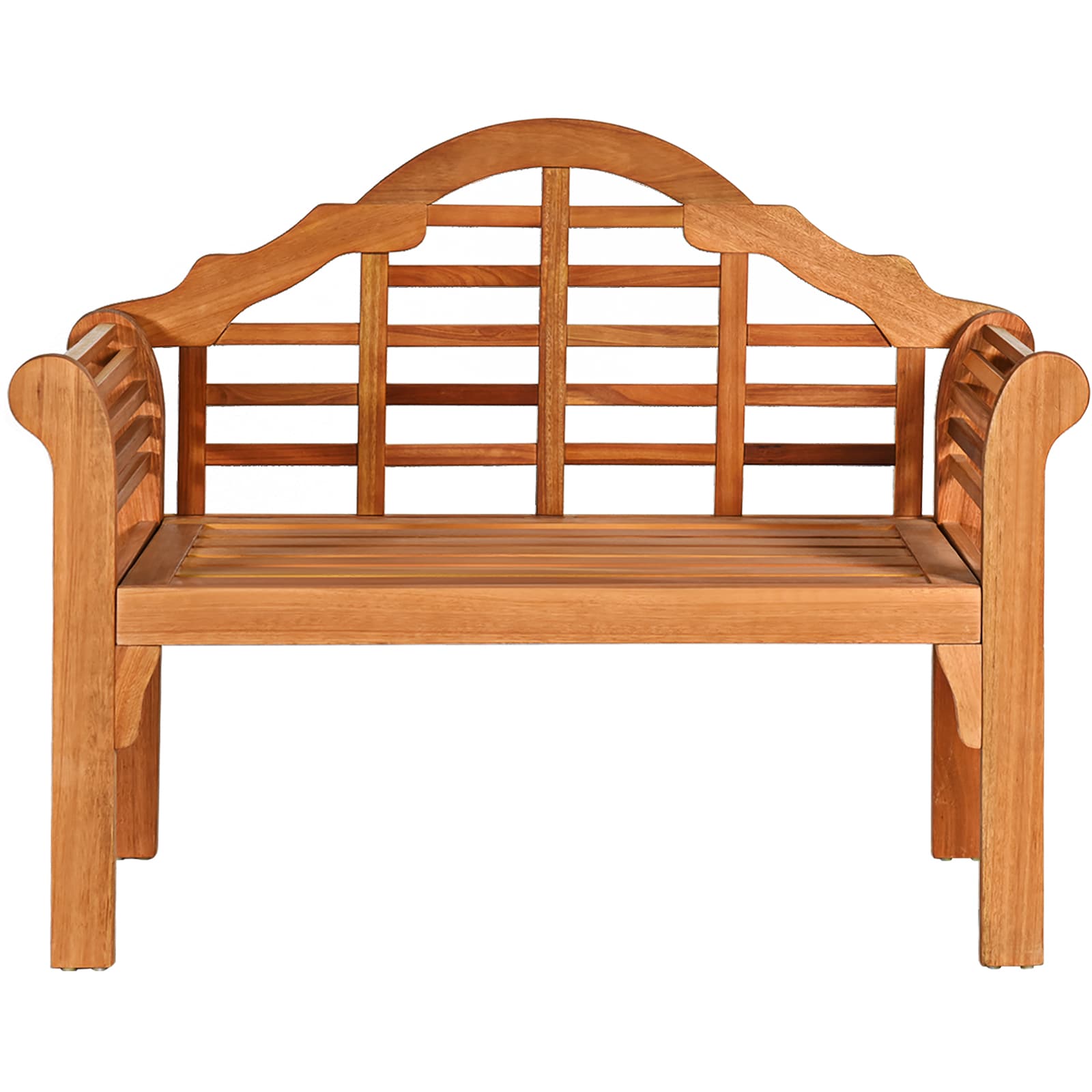 Slickblue 49 Inch W x 38 Inch H- Eucalyptus Wood Outdoor Folding Bench with Backrest and Armrests for Patio Porch Garden Seating - Image 8