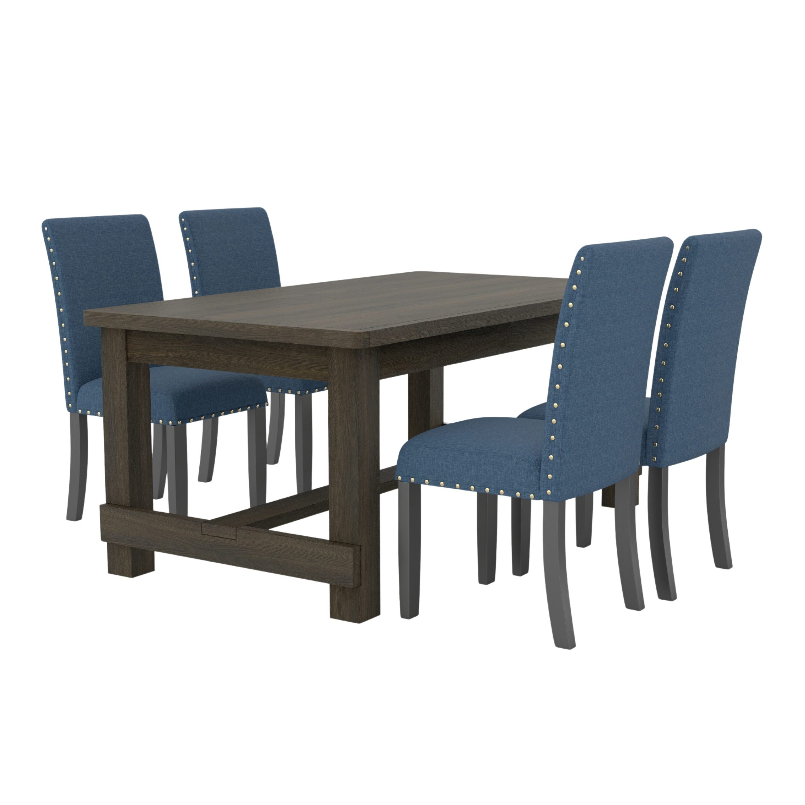 Roundhill Furniture Muzzi Blue Contemporary/Modern Dining Room Set with Rectangular Table ( Seats 4 )