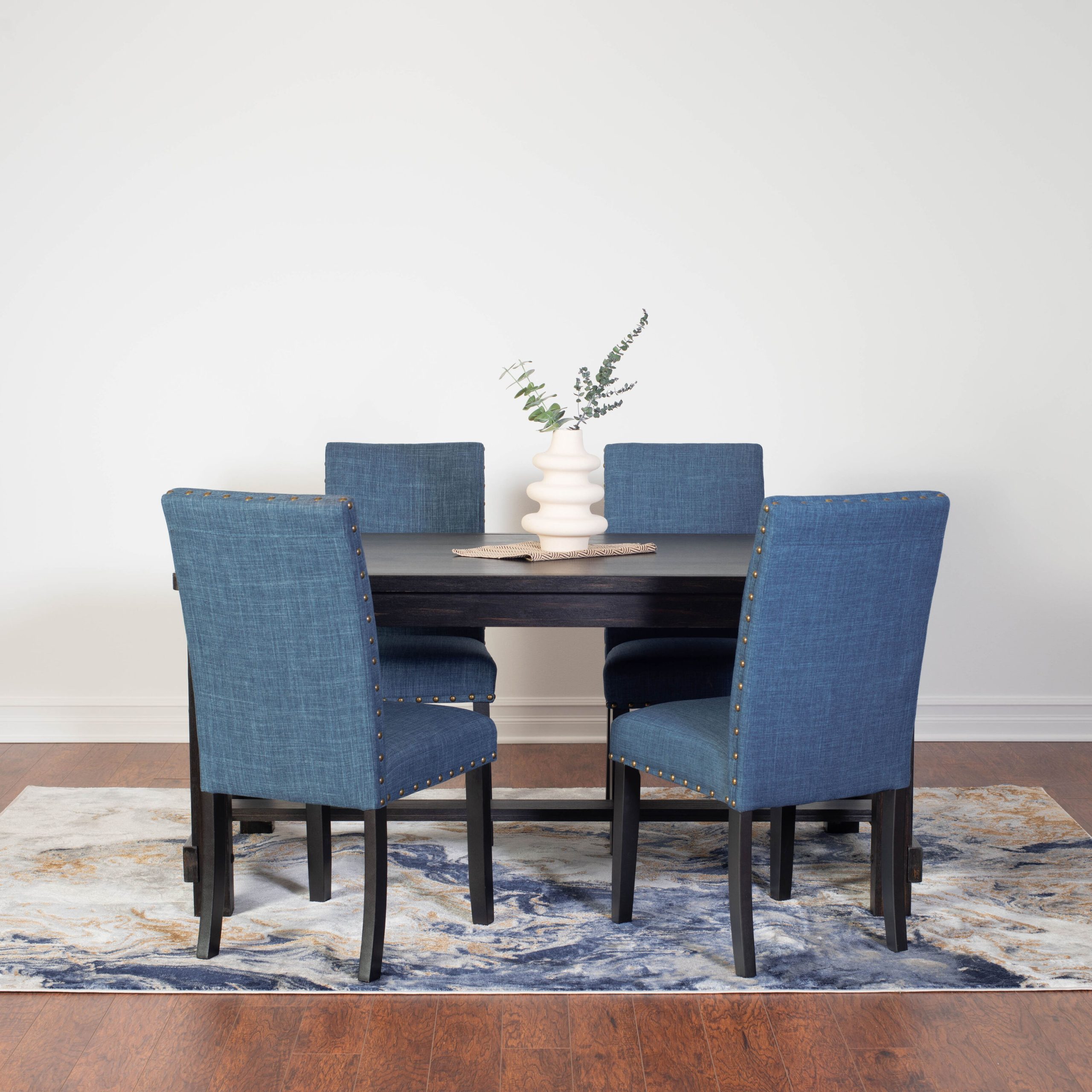 Roundhill Furniture Muzzi Blue Contemporary/Modern Dining Room Set with Rectangular Table ( Seats 4 ) - Image 2