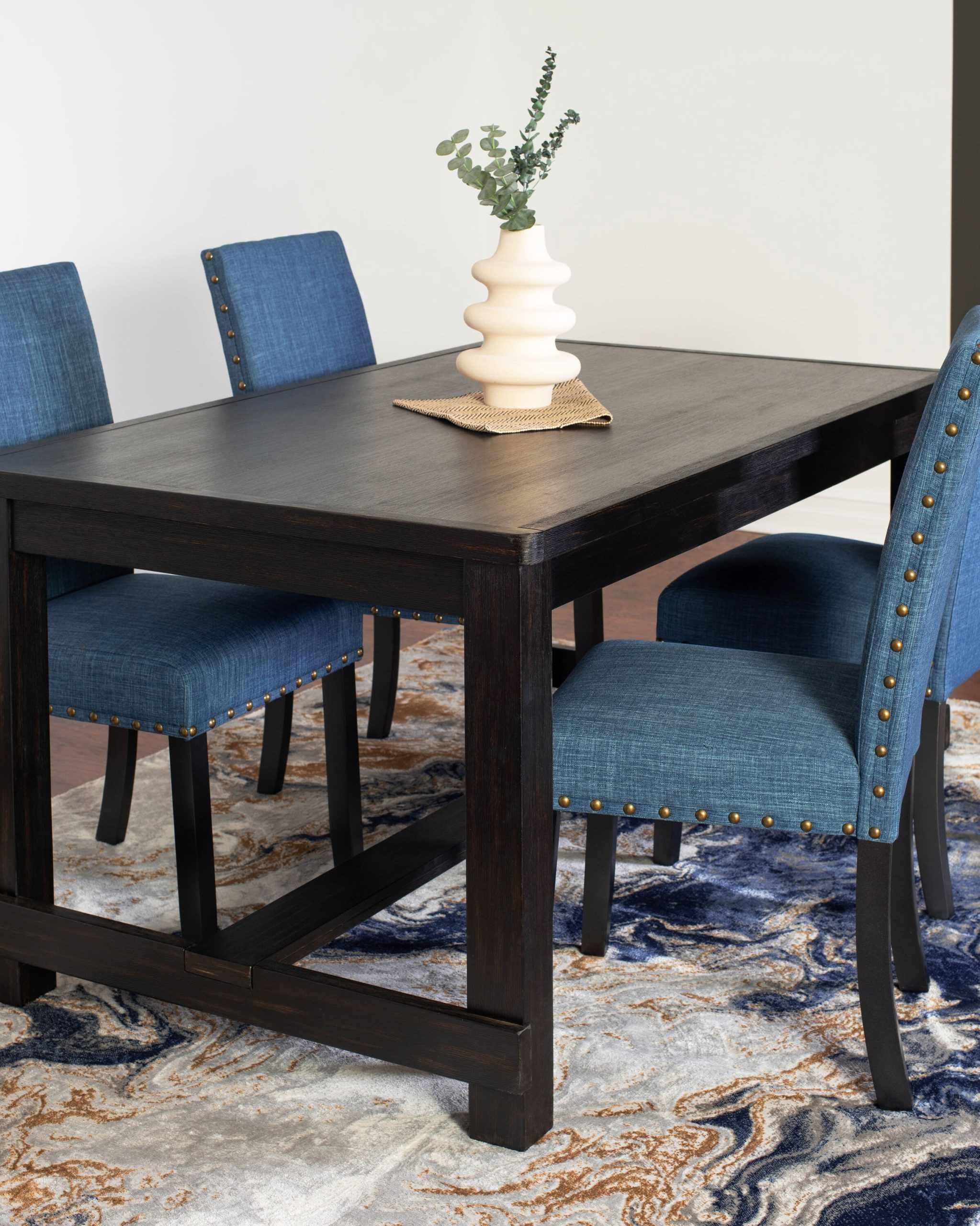 Roundhill Furniture Muzzi Blue Contemporary/Modern Dining Room Set with Rectangular Table ( Seats 4 ) - Image 3