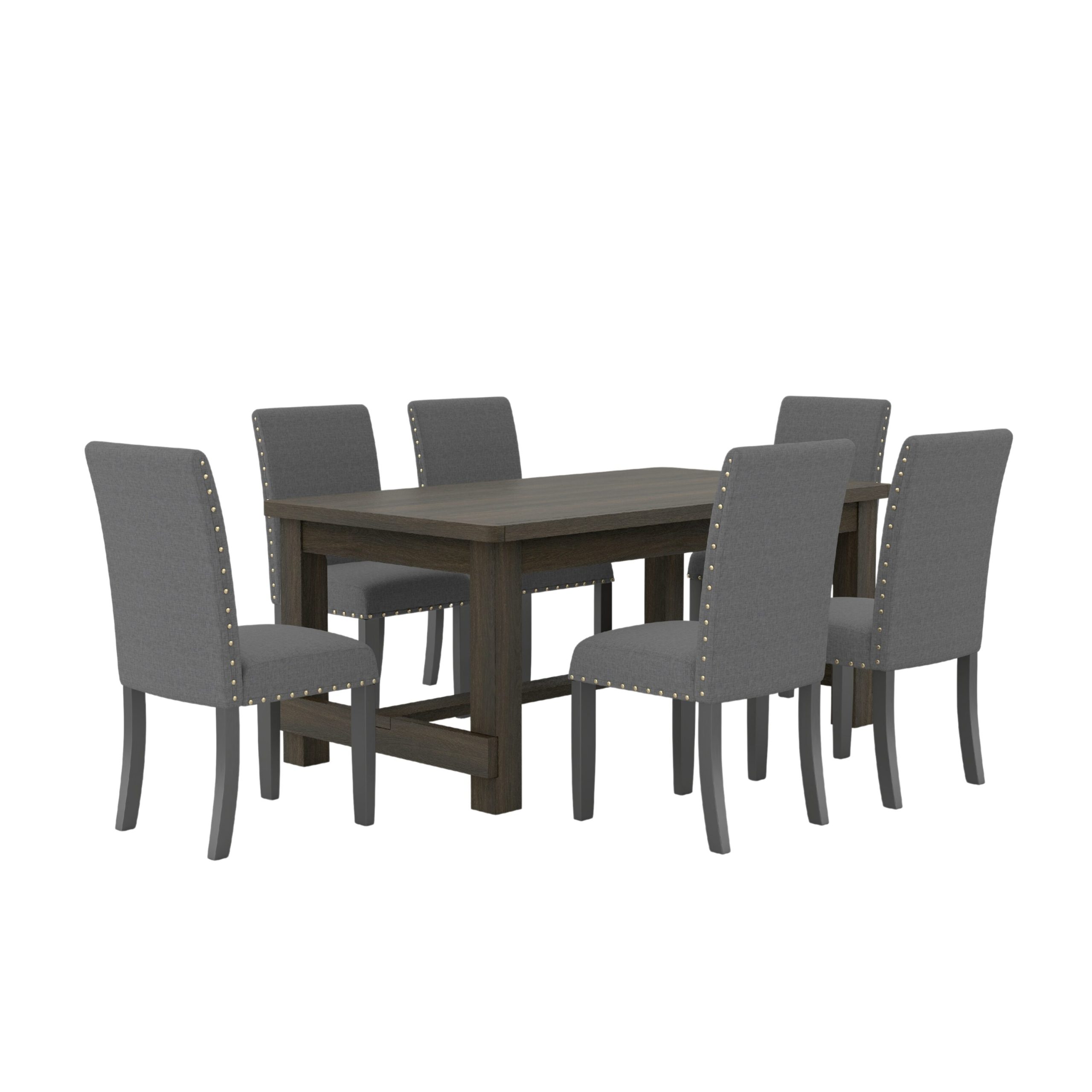 Roundhill Furniture Muzzi Grey Contemporary/Modern Dining Room Set with Rectangular Table ( Seats 6 )