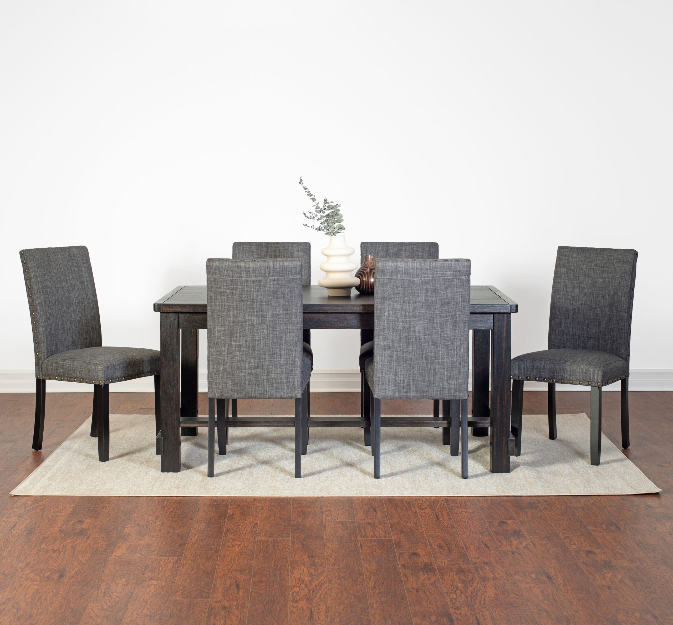 Roundhill Furniture Muzzi Grey Contemporary/Modern Dining Room Set with Rectangular Table ( Seats 6 ) - Image 2