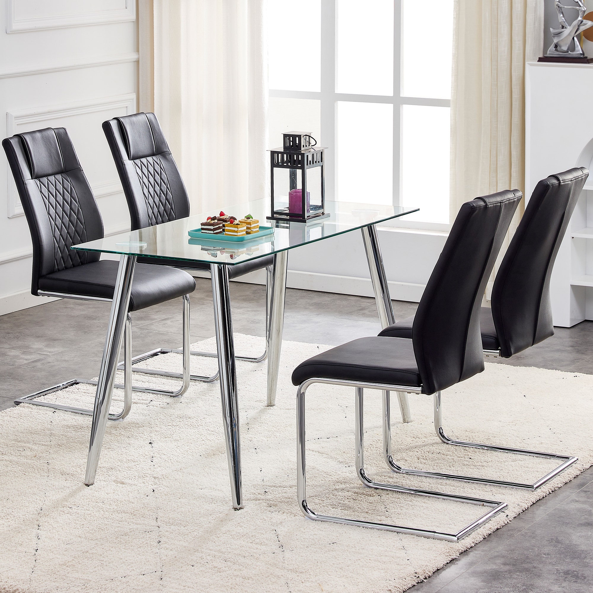 LOVMOR Modern Dining Chairs with Faux Leather Padded Seat Dining Living Room Chairs Upholstered Chair with Metal Legs Design for Kitchen Living Bedroom Dining Room Side Chairs Set of 6 - Image 6