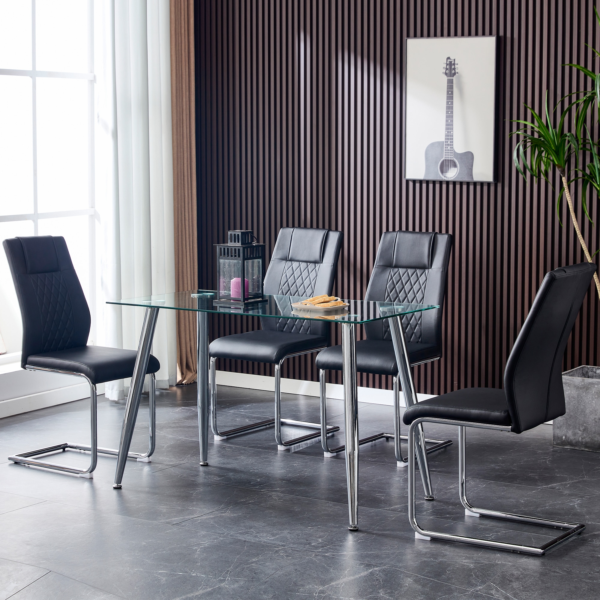 LOVMOR Modern Dining Chairs with Faux Leather Padded Seat Dining Living Room Chairs Upholstered Chair with Metal Legs Design for Kitchen Living Bedroom Dining Room Side Chairs Set of 6 - Image 8