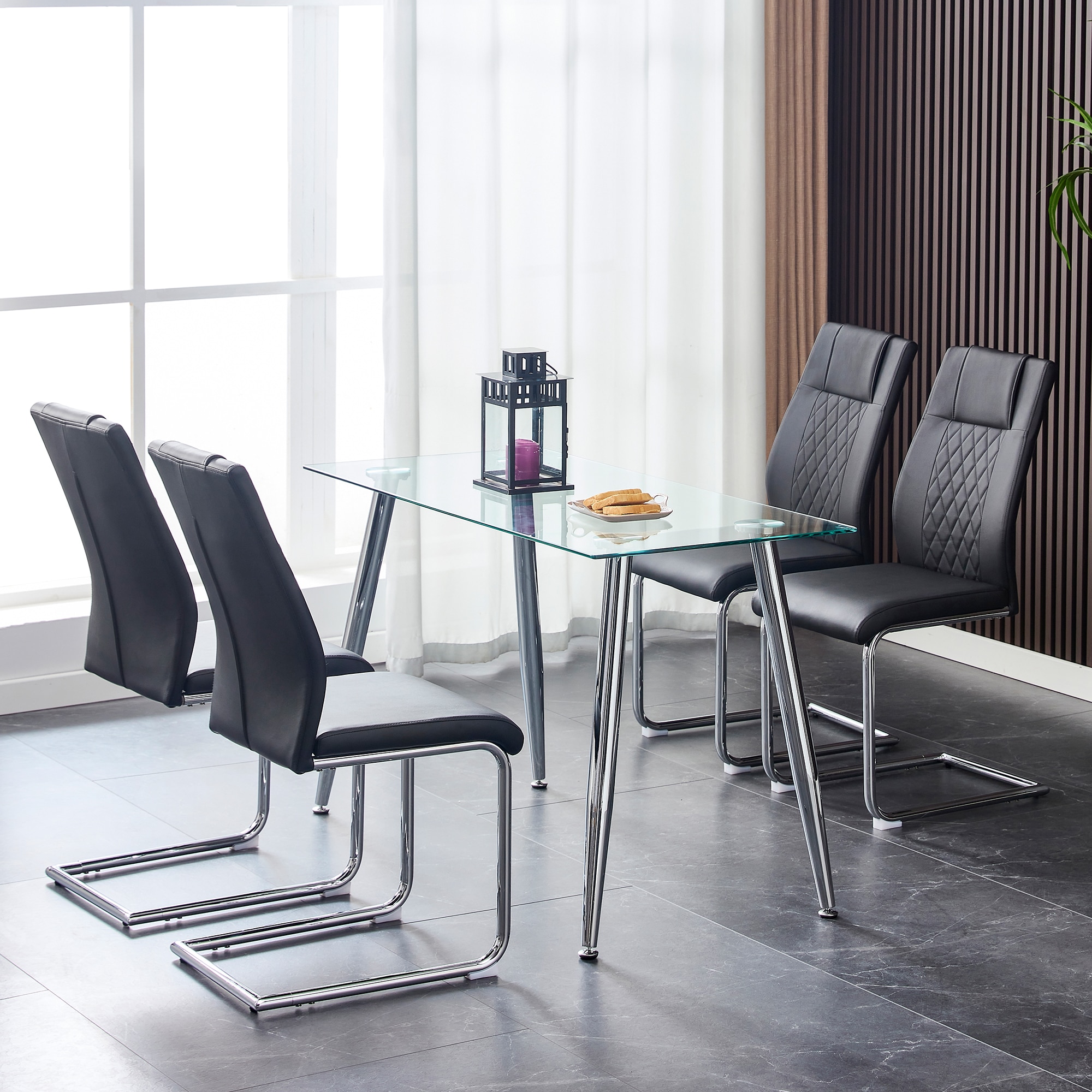 LOVMOR Modern Dining Chairs with Faux Leather Padded Seat Dining Living Room Chairs Upholstered Chair with Metal Legs Design for Kitchen Living Bedroom Dining Room Side Chairs Set of 6 - Image 5