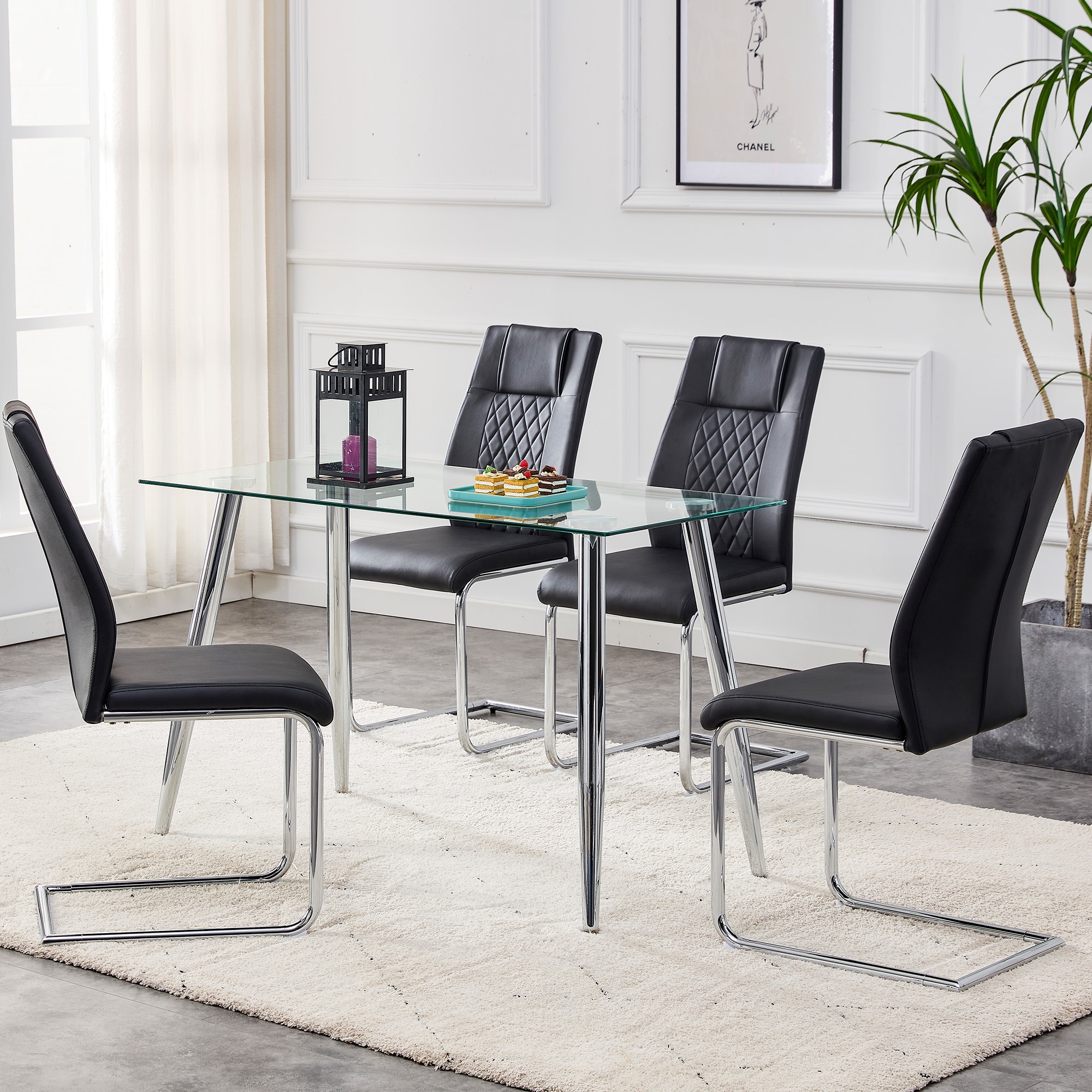 LOVMOR Modern Dining Chairs with Faux Leather Padded Seat Dining Living Room Chairs Upholstered Chair with Metal Legs Design for Kitchen Living Bedroom Dining Room Side Chairs Set of 6 - Image 7