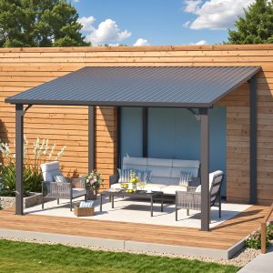 AECOJOY  12'x10' Pergola Hardtop Outdoor Gazebo