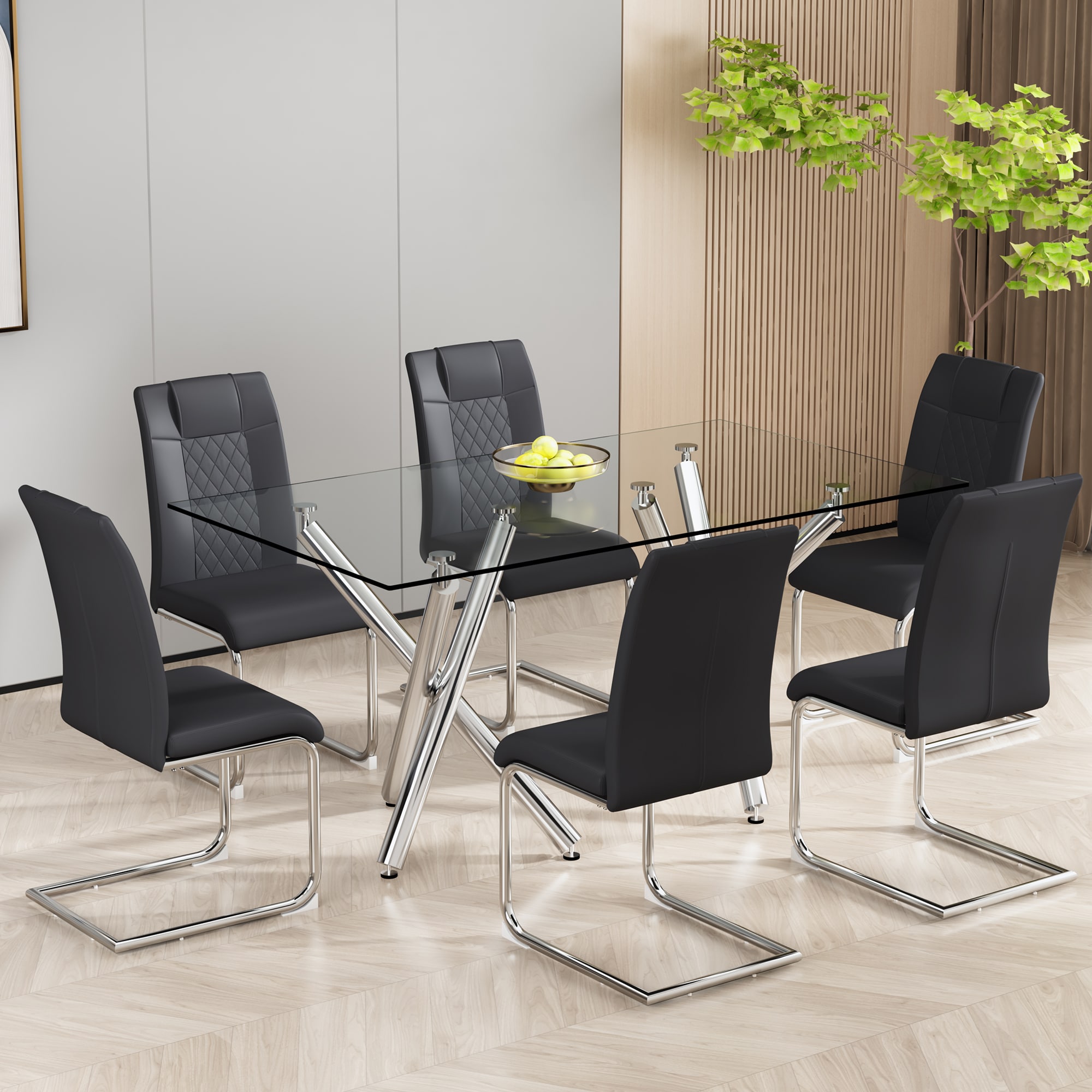 LOVMOR Modern Dining Chairs with Faux Leather Padded Seat Dining Living Room Chairs Upholstered Chair with Metal Legs Design for Kitchen Living Bedroom Dining Room Side Chairs Set of 6 - Image 2