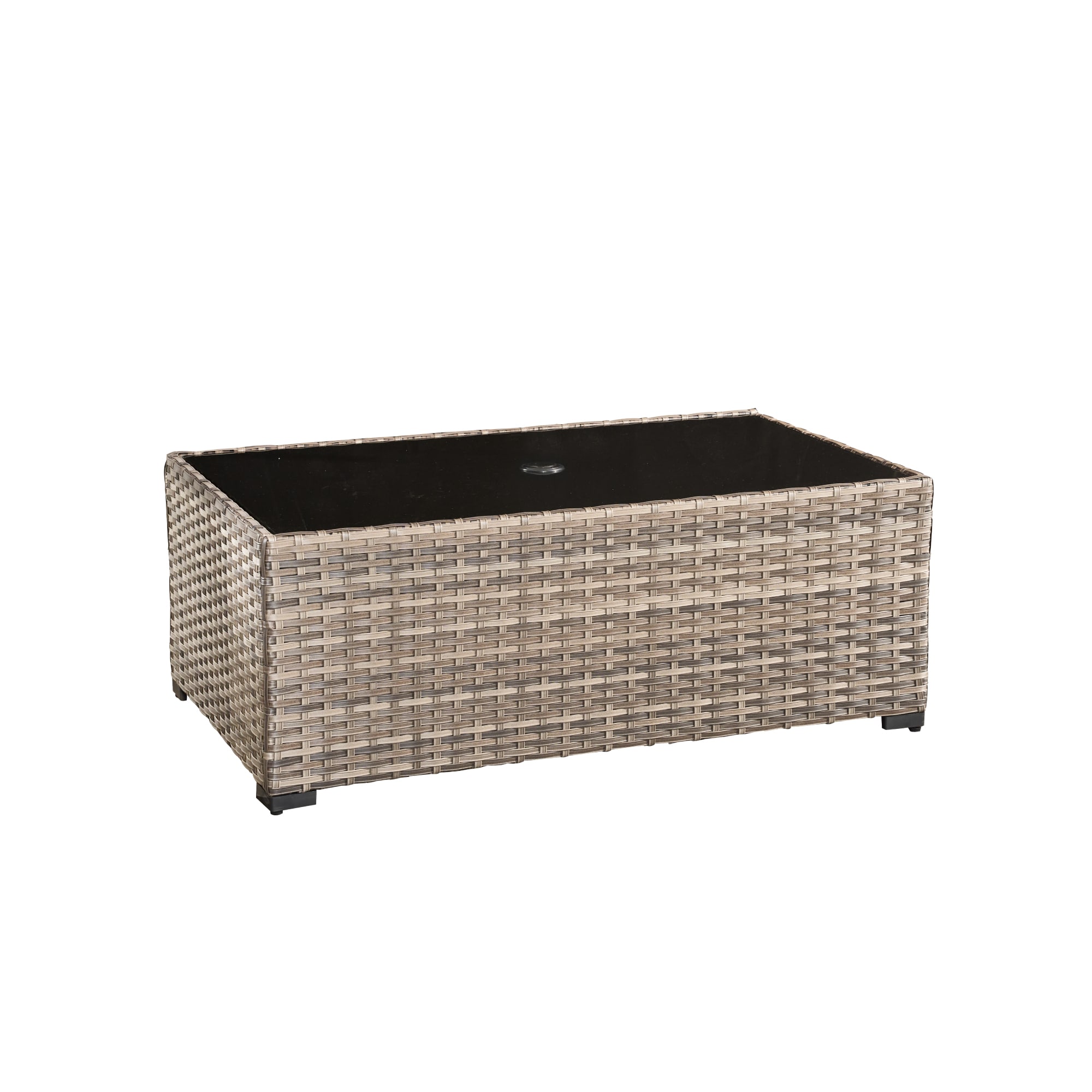 Ovios Rectangle Rattan Outdoor Coffee Table 27.56-in W x 47.24-in L with Umbrella Hole - Image 6